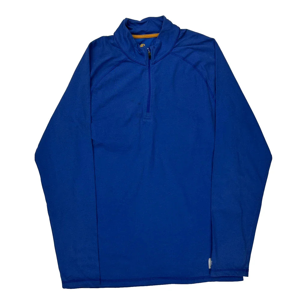 Buy Carhartt 1/4 Zip - Medium Blue Cotton Refurbished - $60.29 Carhartt 1/4 Zip - Medium Blue Cotton Refurbished - Thrifted (note: this is a term often used to describe second- refurbished available on Cerqular