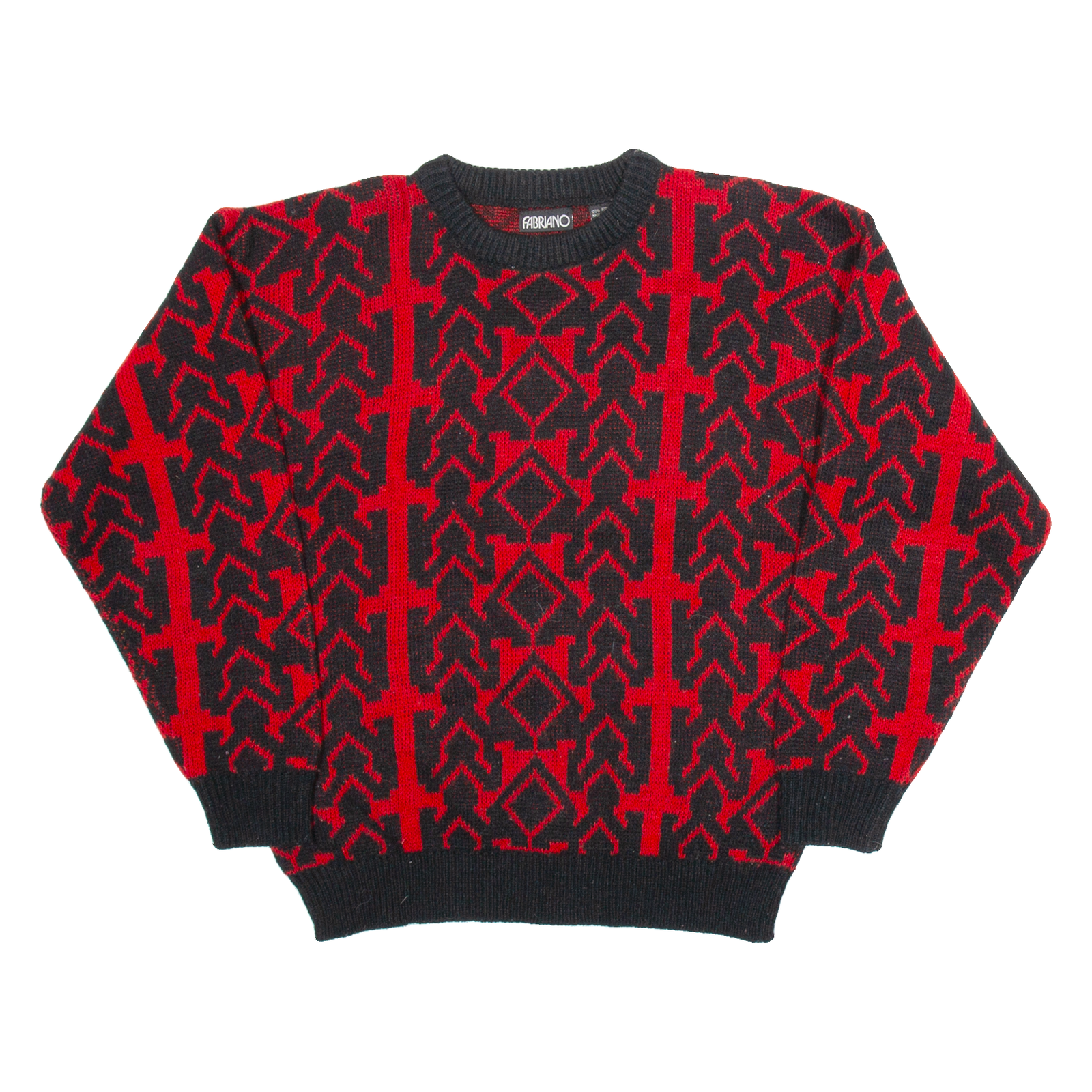 FABRIANO Womens Patterned Jumper Red Geometric Tight Knit S Refurbished - N/A refurbished available on Cerqular