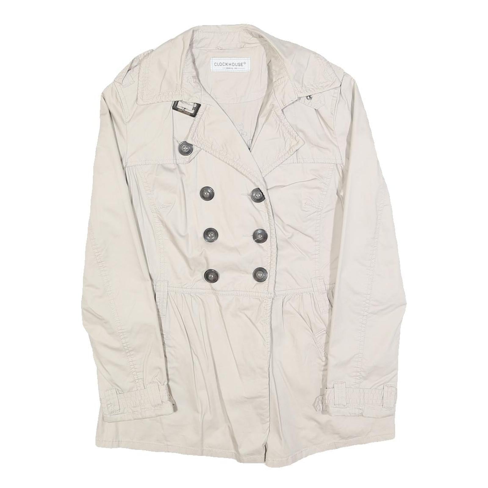 CLOCKHOUSE Womens Cream Button Jacket S Cotton Blend Classic Lightweight Refurbished - N/A refurbished available on Cerqular