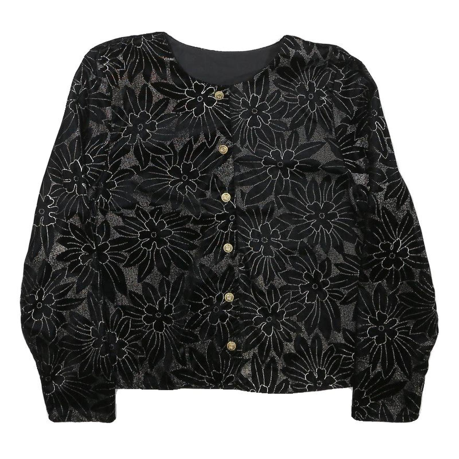 Buy Womens Black Floral Pattern Button Jacket XS Polyester Blend Stylish Lightweight Refurbished - $37.69 Womens Black Floral Pattern Button Jacket XS Polyester Blend Stylish Lightweight Refurbished - N/A refurbished available on Cerqular