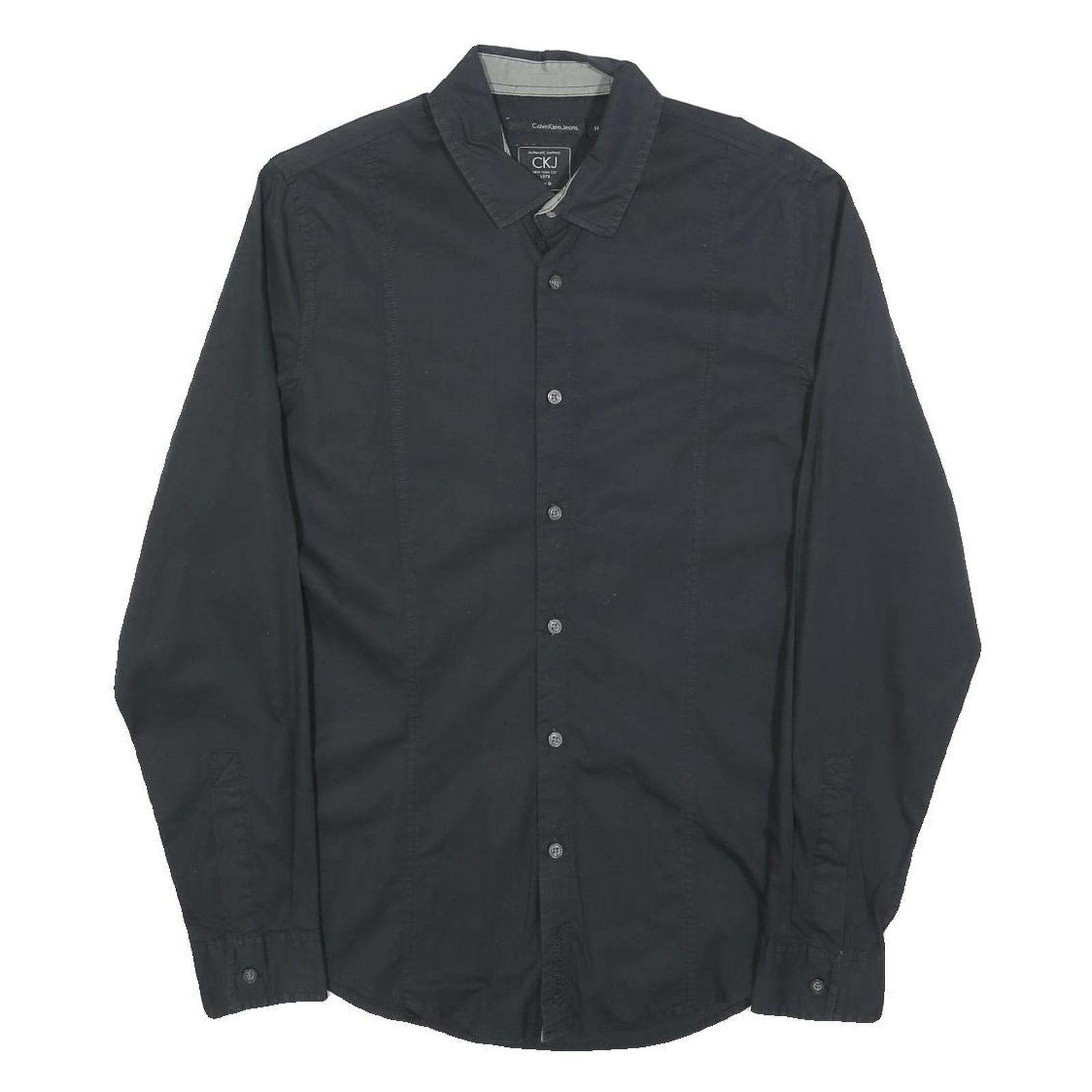 CALVIN KLEIN JEANS Mens Black Shirt M Classic Cotton Blend Long Sleeve Casual Refurbished - N/A refurbished available on Cerqular