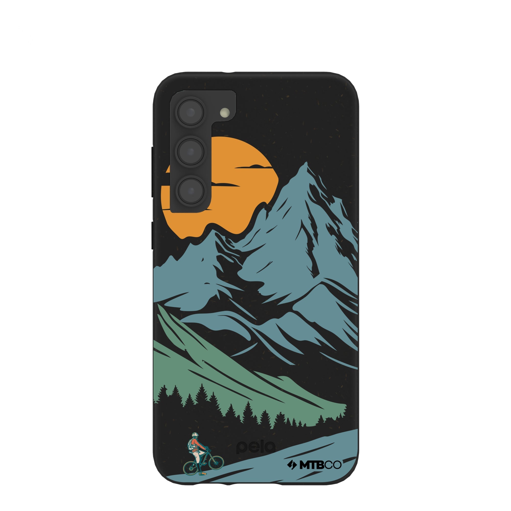 Black Vintage Peaks MTBCO Samsung Galaxy S23+(Plus) Case Refurbished - Pela Case refurbished available on Cerqular