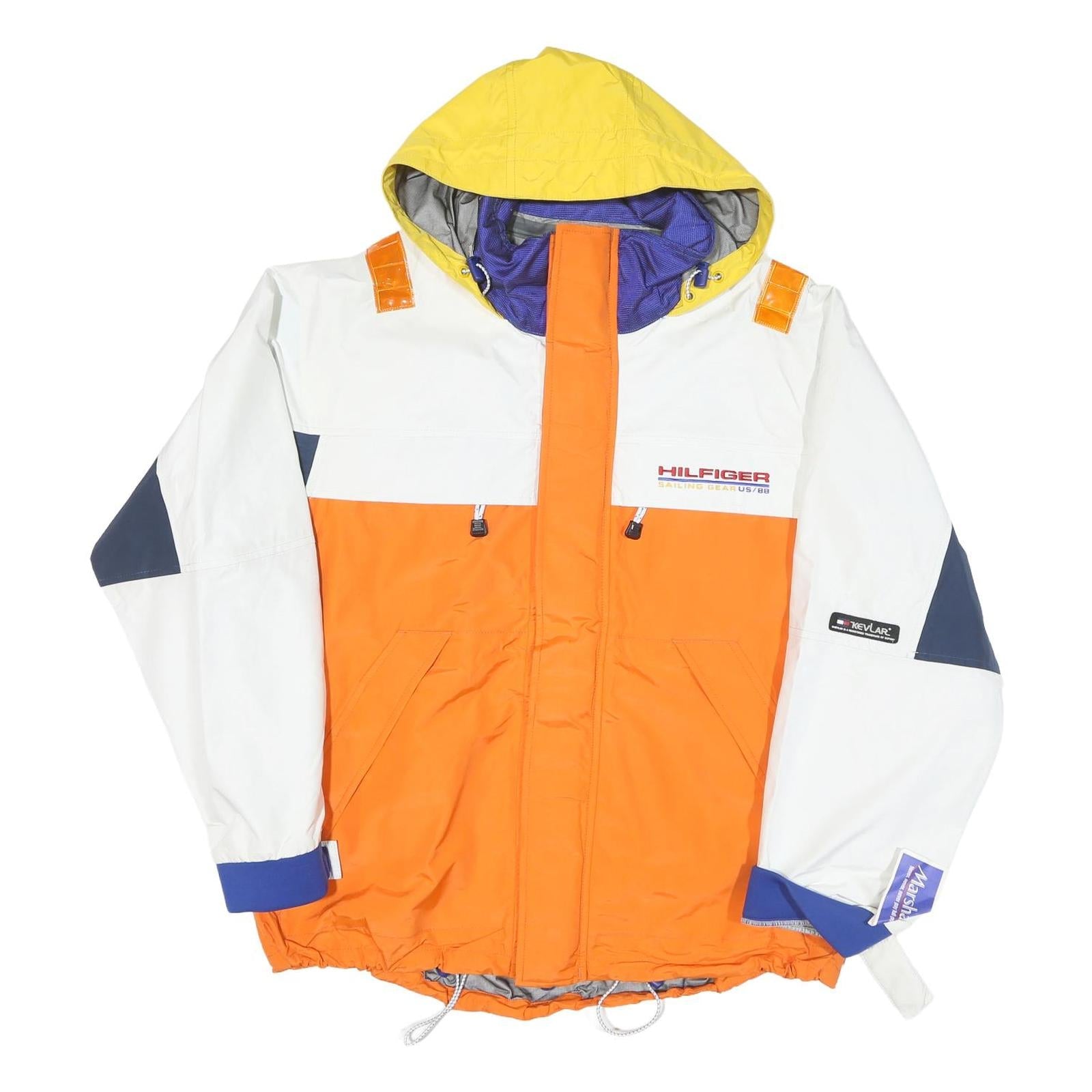 TOMMY HILFIGER Mens White & Orange Sailing Gear Zip Jacket L Polyester Blend Refurbished - N/A refurbished available on Cerqular