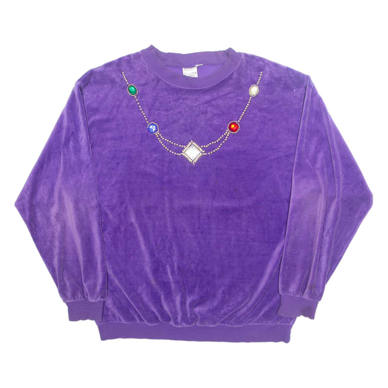 Rhinestone Velvet Womens Sweatshirt Purple M Refurbished - N/A refurbished available on Cerqular