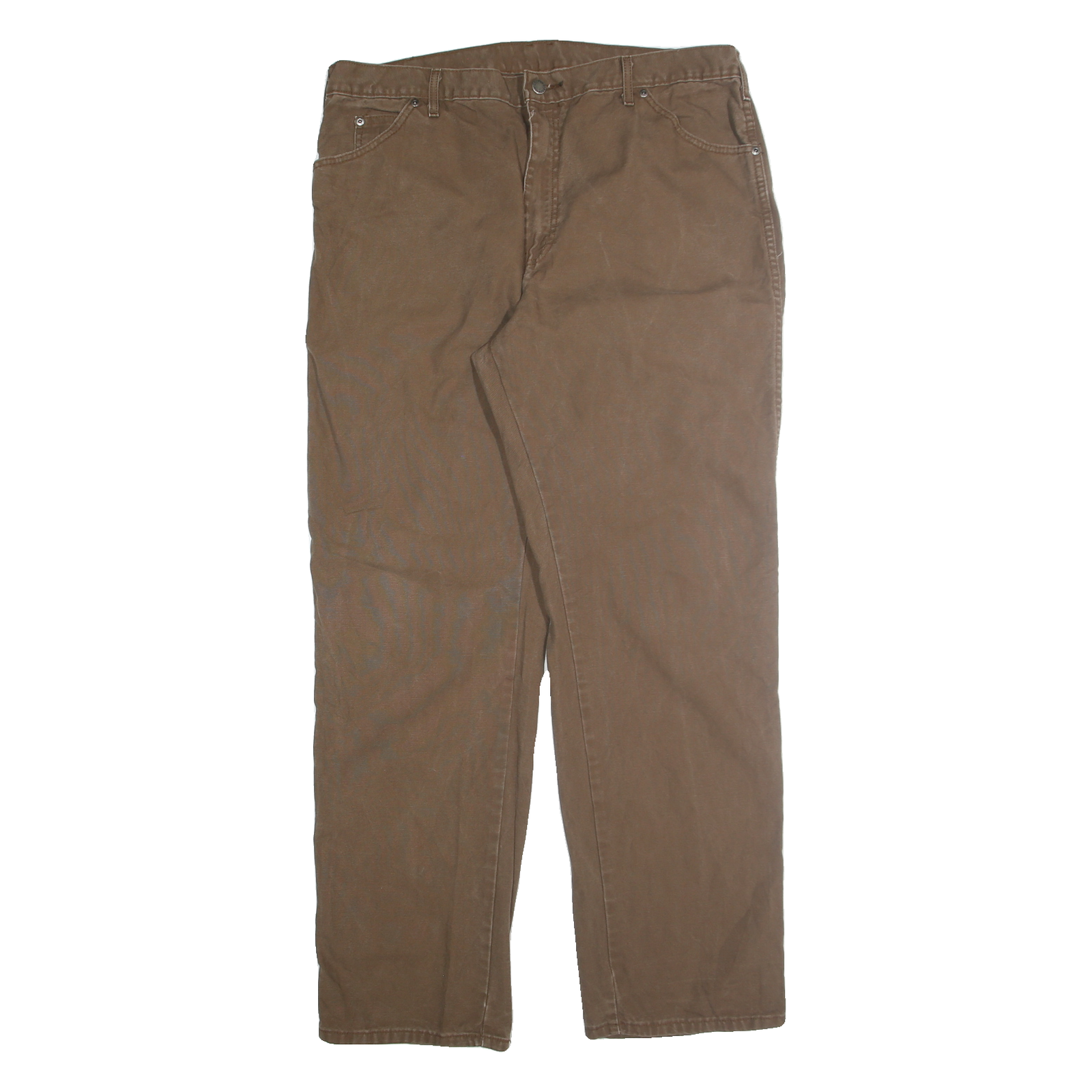 DICKIES Mens Cotton Blend Brown Regular Straight Trousers W38 L32 Workwear Zip Refurbished - N/A refurbished available on Cerqular