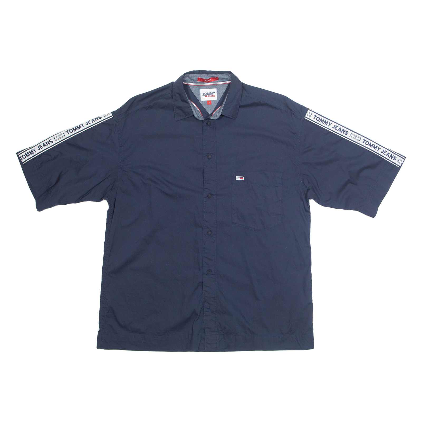 TOMMY HILFIGER Skate Fit Mens Plain Shirt Blue Short Sleeve S Refurbished - N/A refurbished available on Cerqular