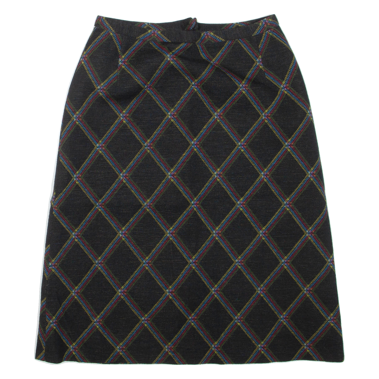 Womens A-Line Skirt Black Knee Length Wool Check S Refurbished - N/A refurbished available on Cerqular