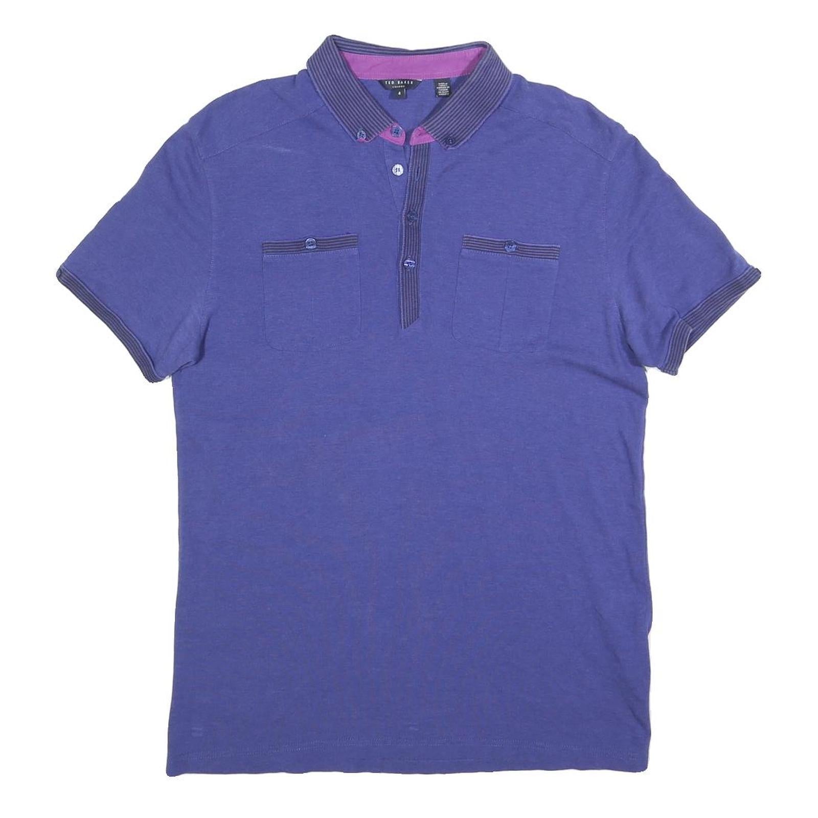 TED BAKER Mens Purple Polo Shirt L Cotton Blend Short Sleeve Classic Fit Stylish Refurbished - N/A refurbished available on Cerqular