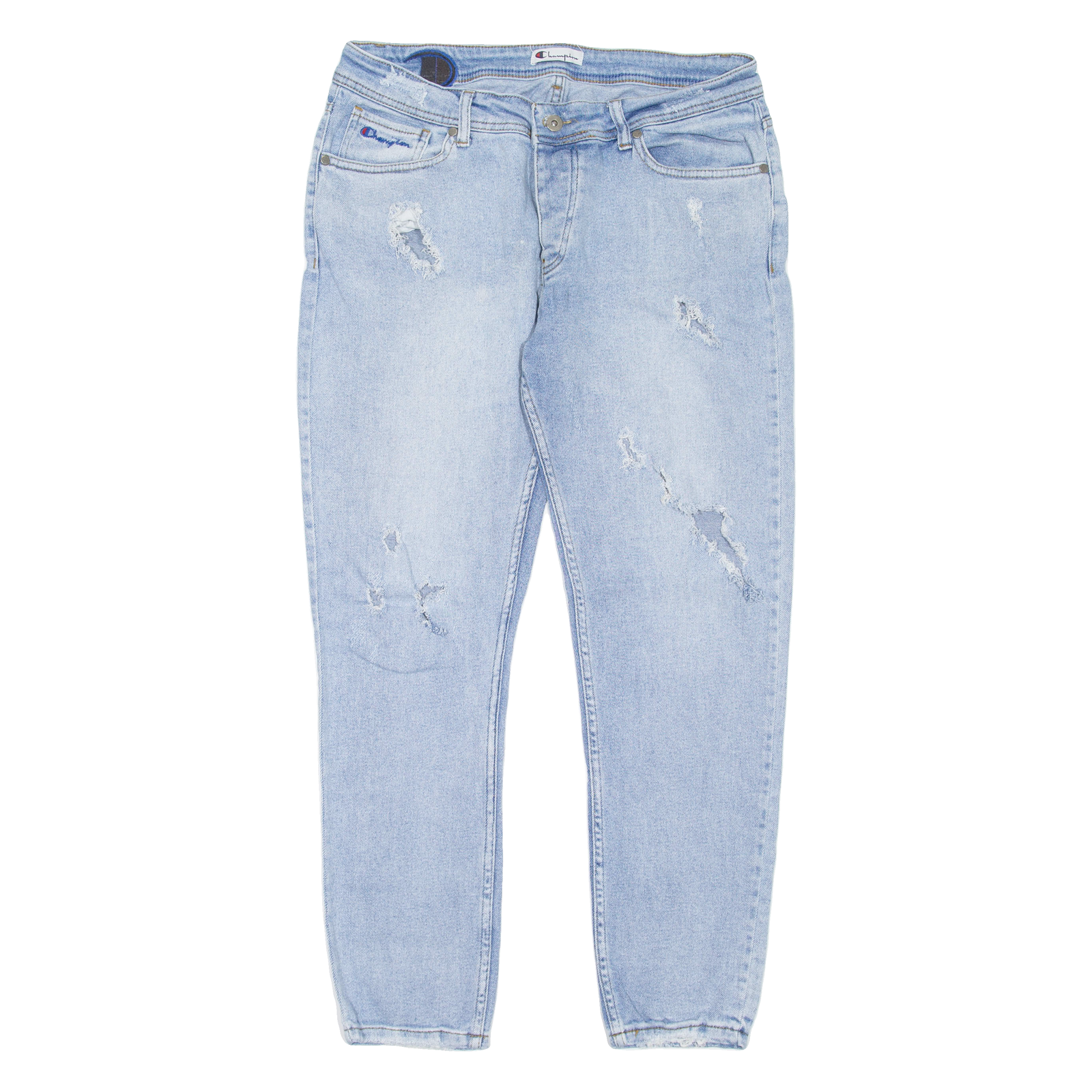 CHAMPION Distressed Womens Jeans Blue Regular Tapered W34 L29 Refurbished - N/A refurbished available on Cerqular