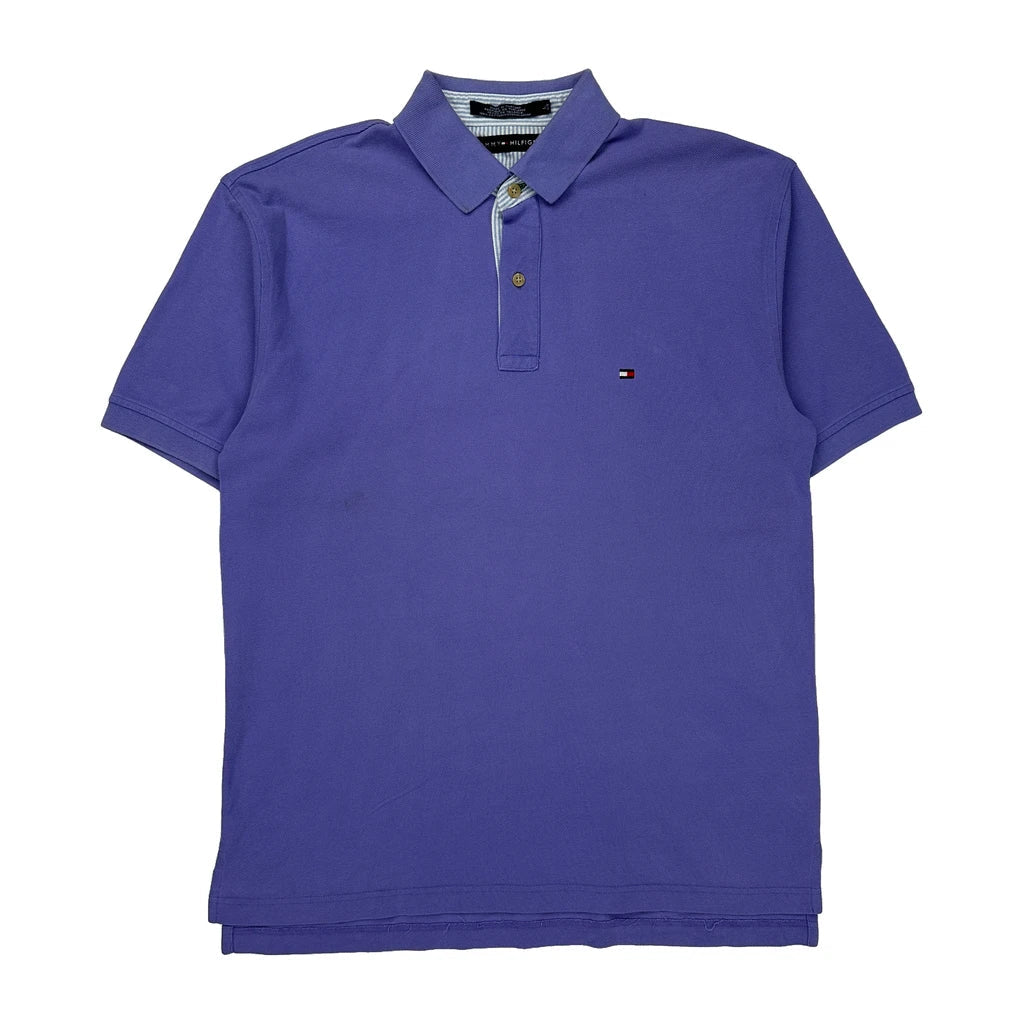 Tommy Hilfiger Polo Shirt - Large Purple Cotton Refurbished - Thrifted (note: this is a term often used to describe second- refurbished available on Cerqular