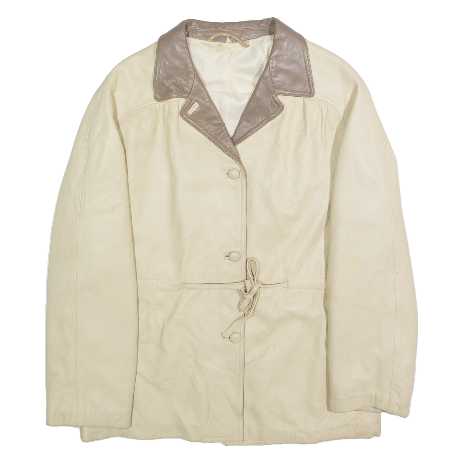 Womens Jacket Cream Faux Leather L Refurbished - N/A refurbished available on Cerqular