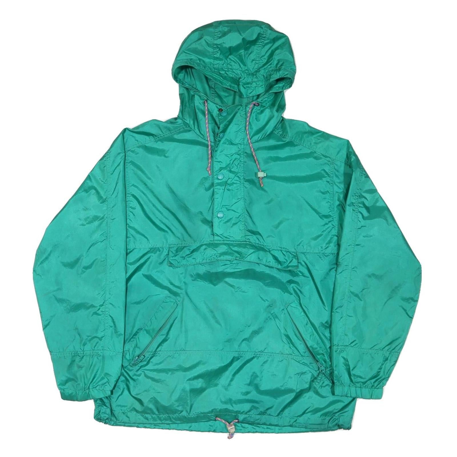 EDDIE BAUER Mens Green Nylon Windbreaker L Jacket Plain Zip Hooded Casual Refurbished - N/A refurbished available on Cerqular