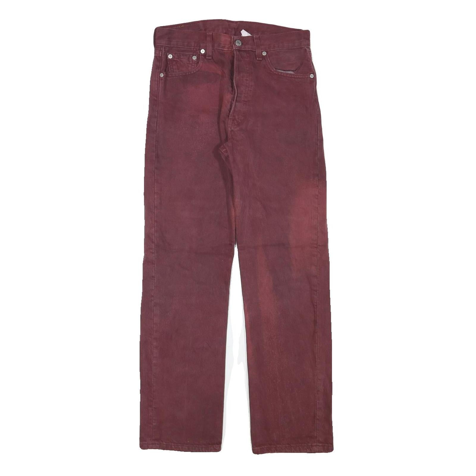 LEVI'S 501 Mens Red Regular Straight Denim Medium W28 L29 Classic Cotton Blend Refurbished - N/A refurbished available on Cerqular
