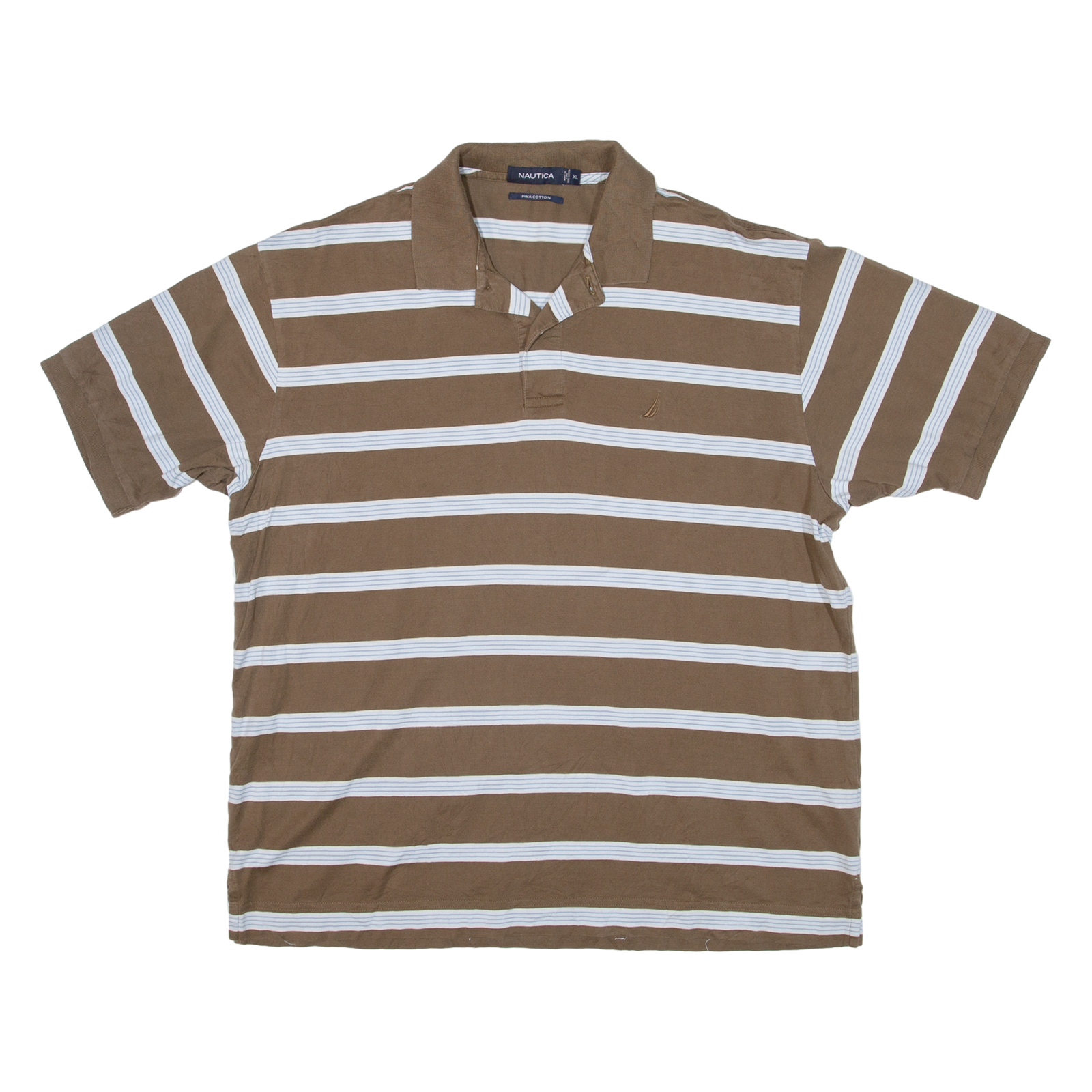 NAUTICA Mens Polo Shirt Brown Striped XL Refurbished - N/A refurbished available on Cerqular