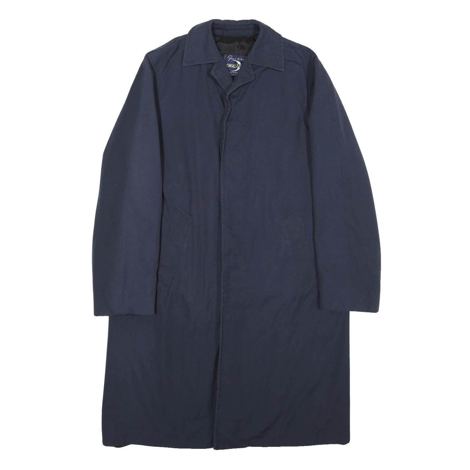 SWALLOW Mens Navy Blue Button Jacket M Polyester Blend Plain Classic Outerwear Refurbished - N/A refurbished available on Cerqular