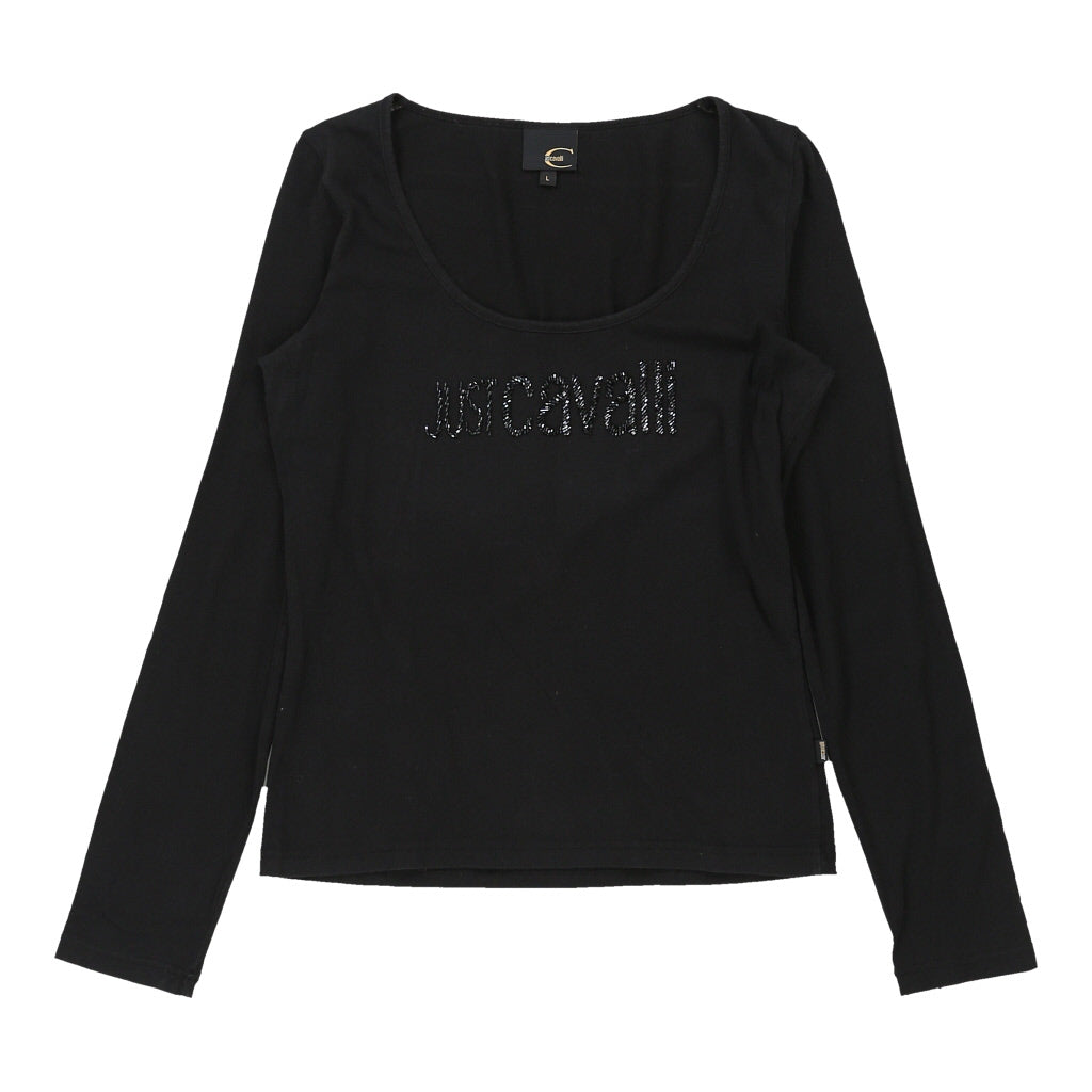 Just Cavalli Long Sleeve Top - Large Black Cotton | Size: large Refurbished - N/A (Preloved Designer is not a specific brand, it refurbished available on Cerqular
