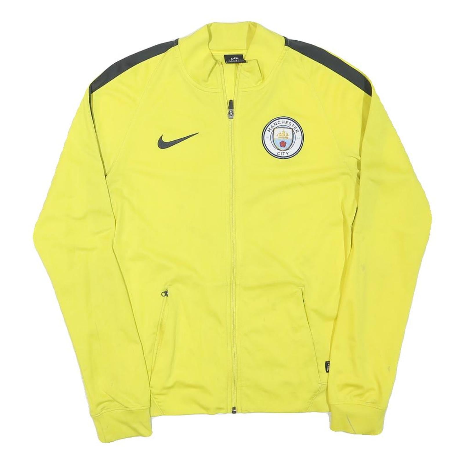 NIKE Mens Yellow Manchester City Jacket S Polyester Blend Plain Zip Athletic Refurbished - N/A refurbished available on Cerqular