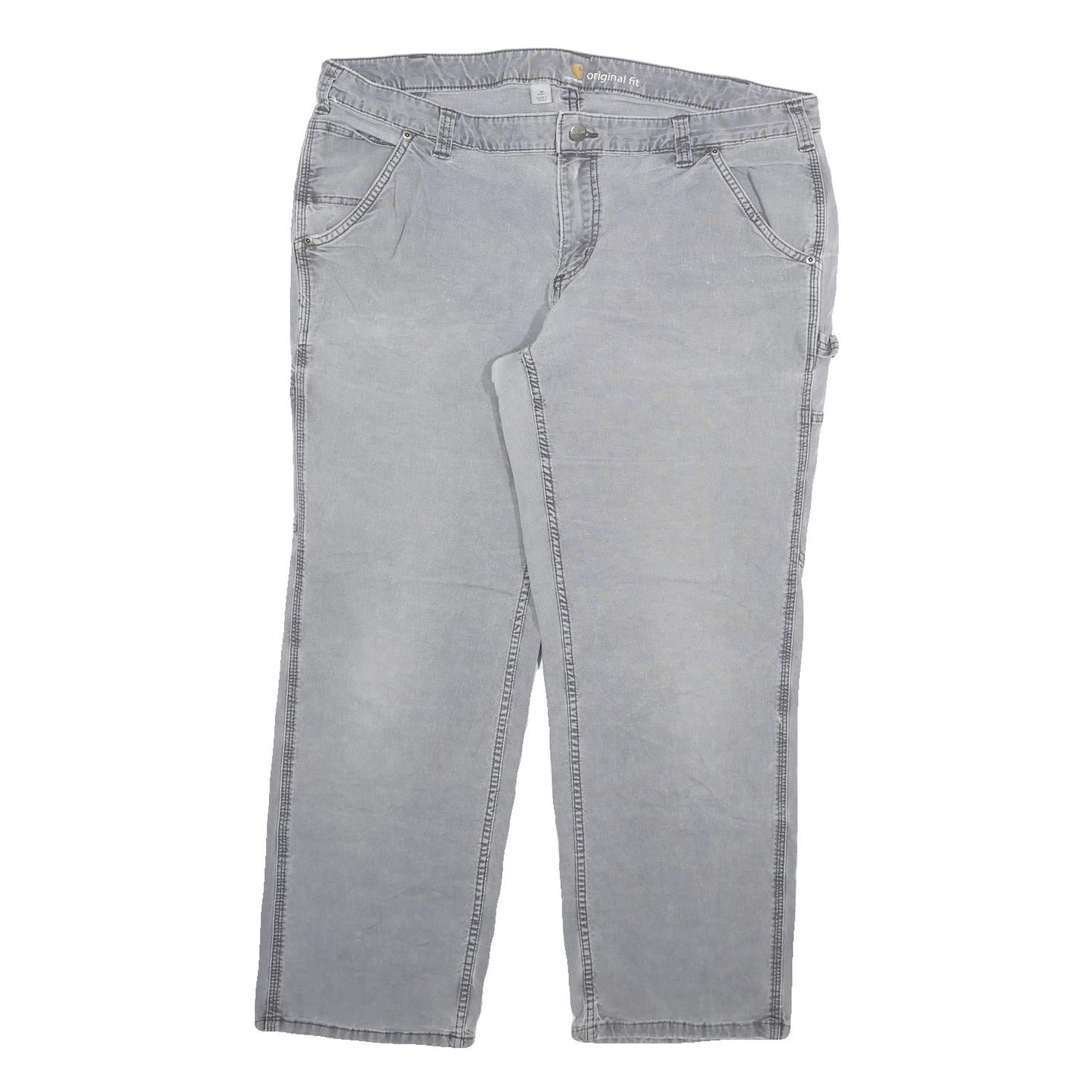 CARHARTT Womens Cotton Blend Grey Regular Fit Straight Leg Trousers W38 L28 Refurbished - N/A refurbished available on Cerqular