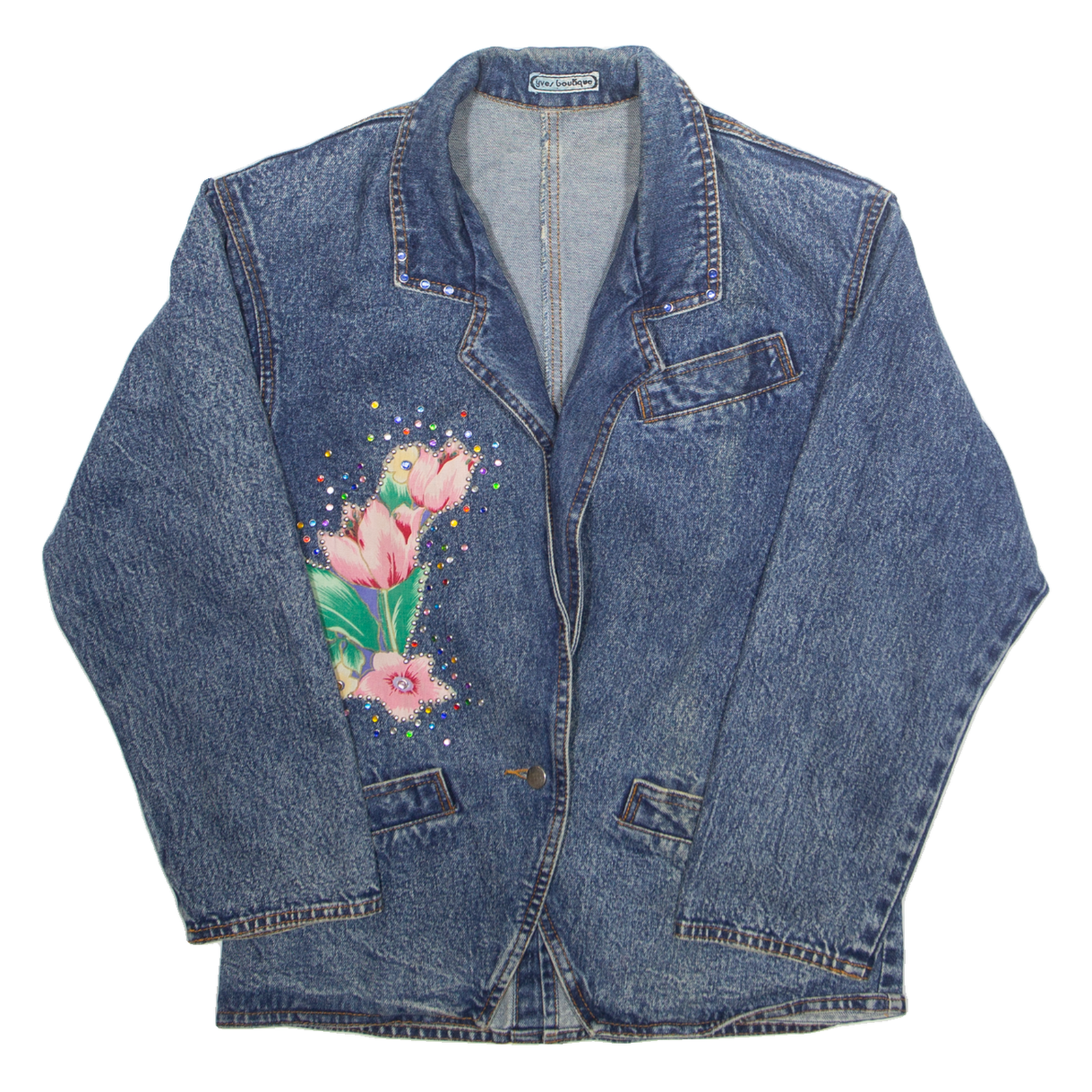 YVES BOUTIQUE Womens Denim Jacket Blue XL Refurbished - N/A refurbished available on Cerqular
