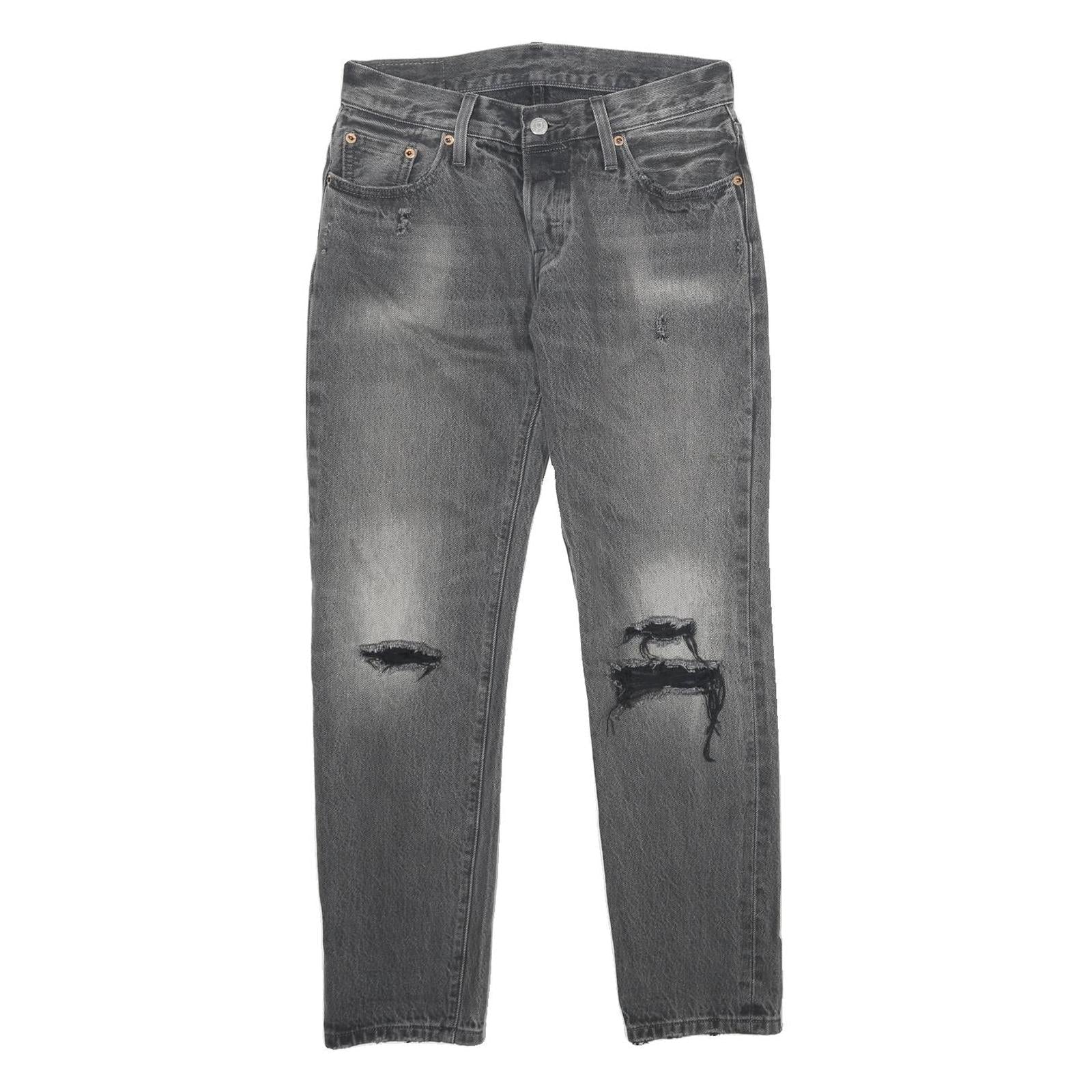 LEVI'S 501CT Womens Jeans Grey Classic Straight Denim Ripped W30 L28 Refurbished - N/A refurbished available on Cerqular