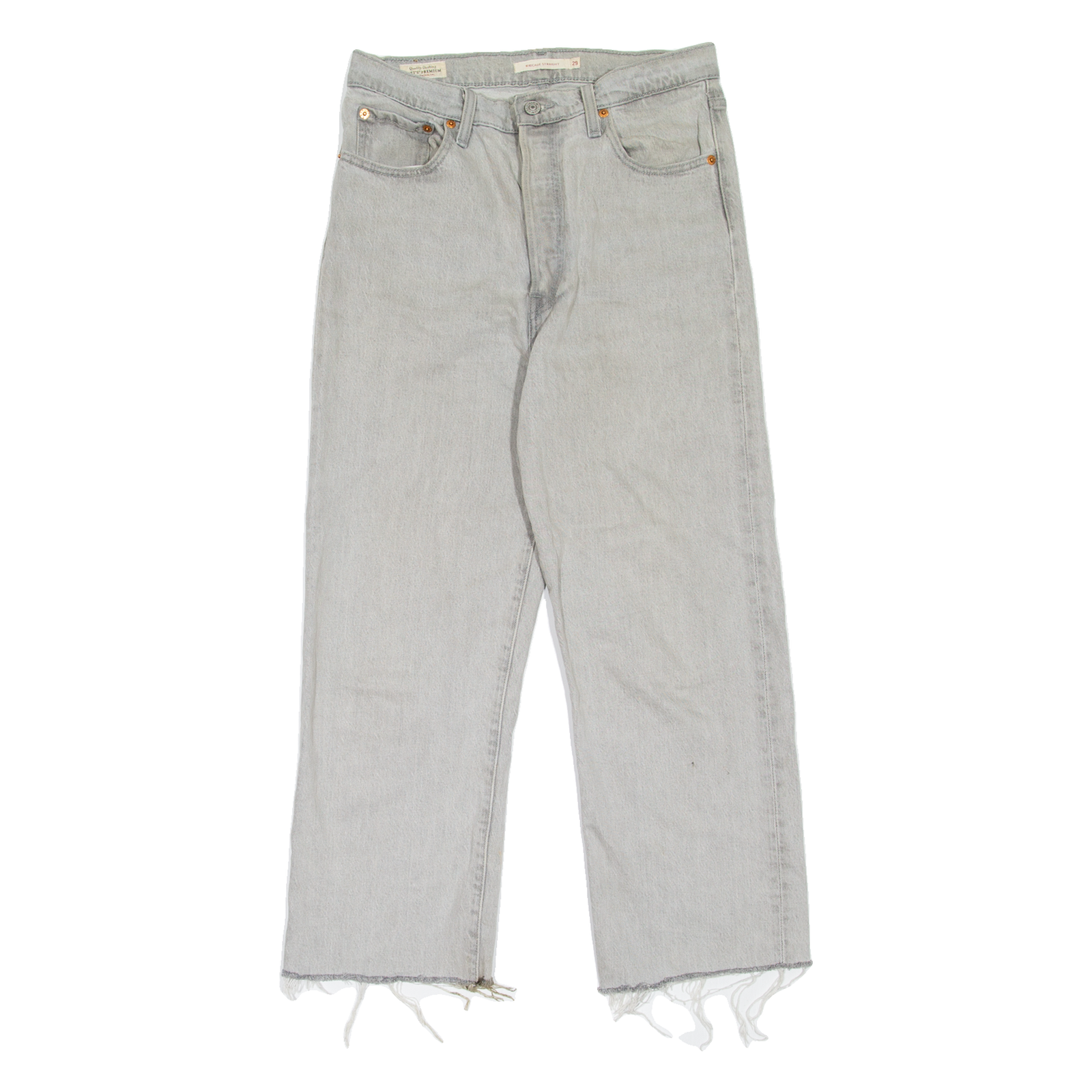 LEVI'S Ribcage BIG E Womens Jeans Grey Relaxed Straight W29 L24 Refurbished - N/A refurbished available on Cerqular