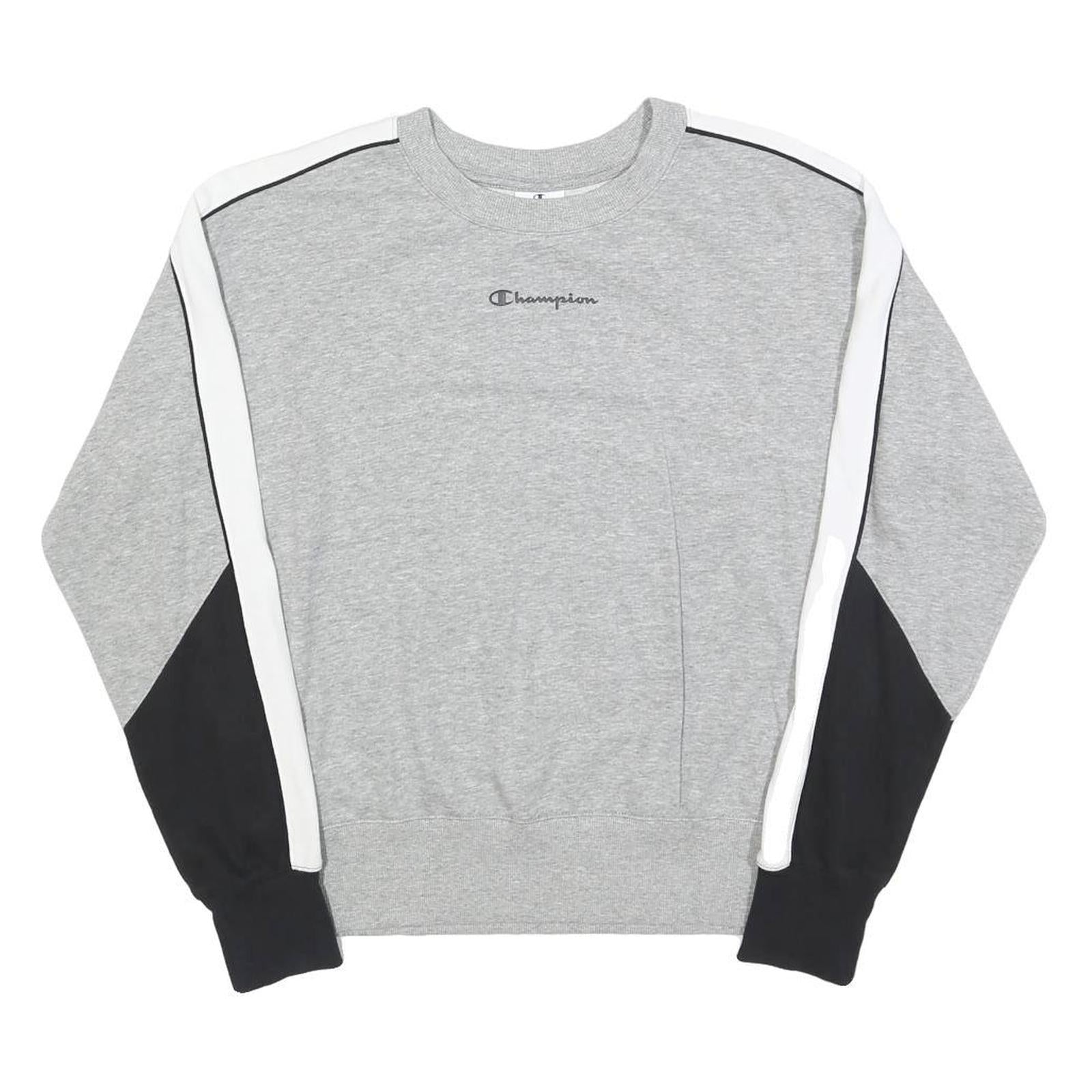CHAMPION Womens Grey & Black Crew Neck M Cotton Blend Sweatshirt Pullover Refurbished - N/A refurbished available on Cerqular