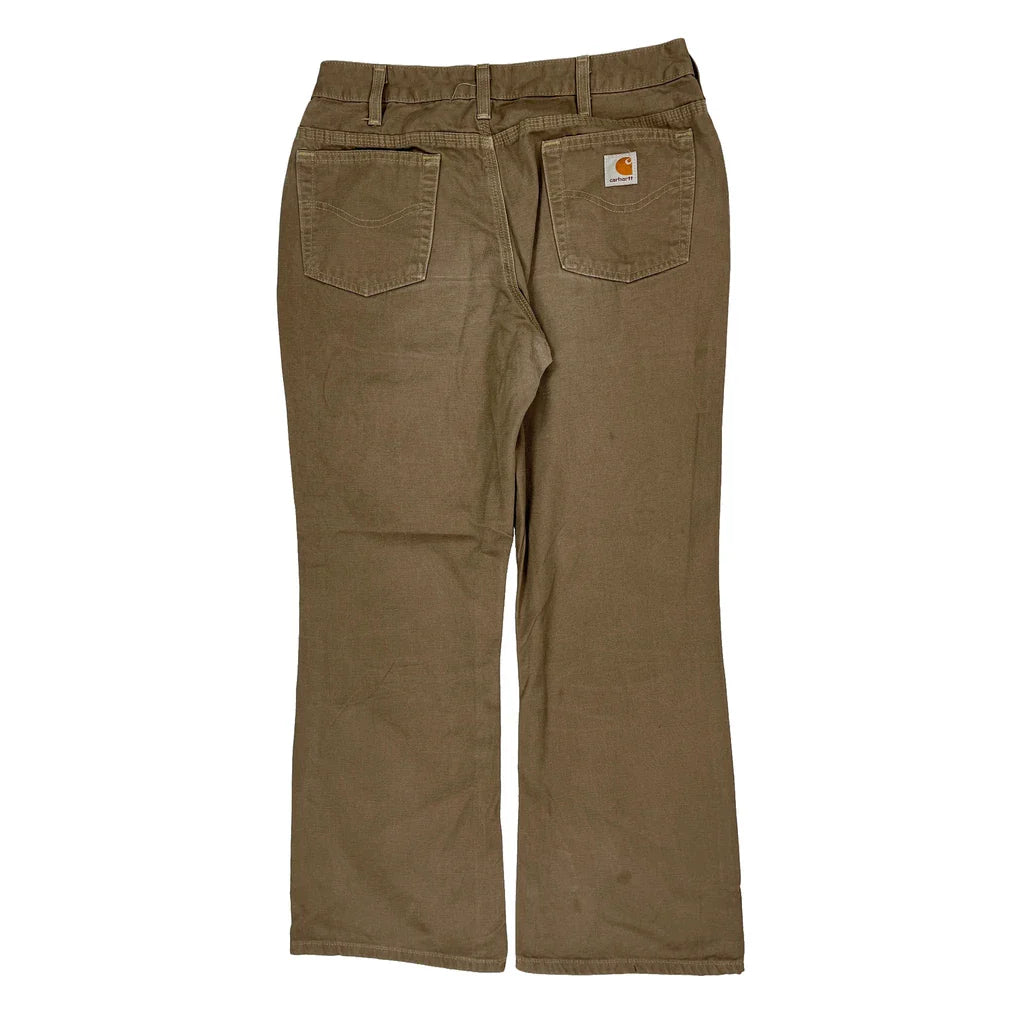 Carhartt Boot Cut Trousers - 32W UK 12 Brown Cotton Refurbished - Thrifted (note: this is a term often used to describe second- refurbished available on Cerqular