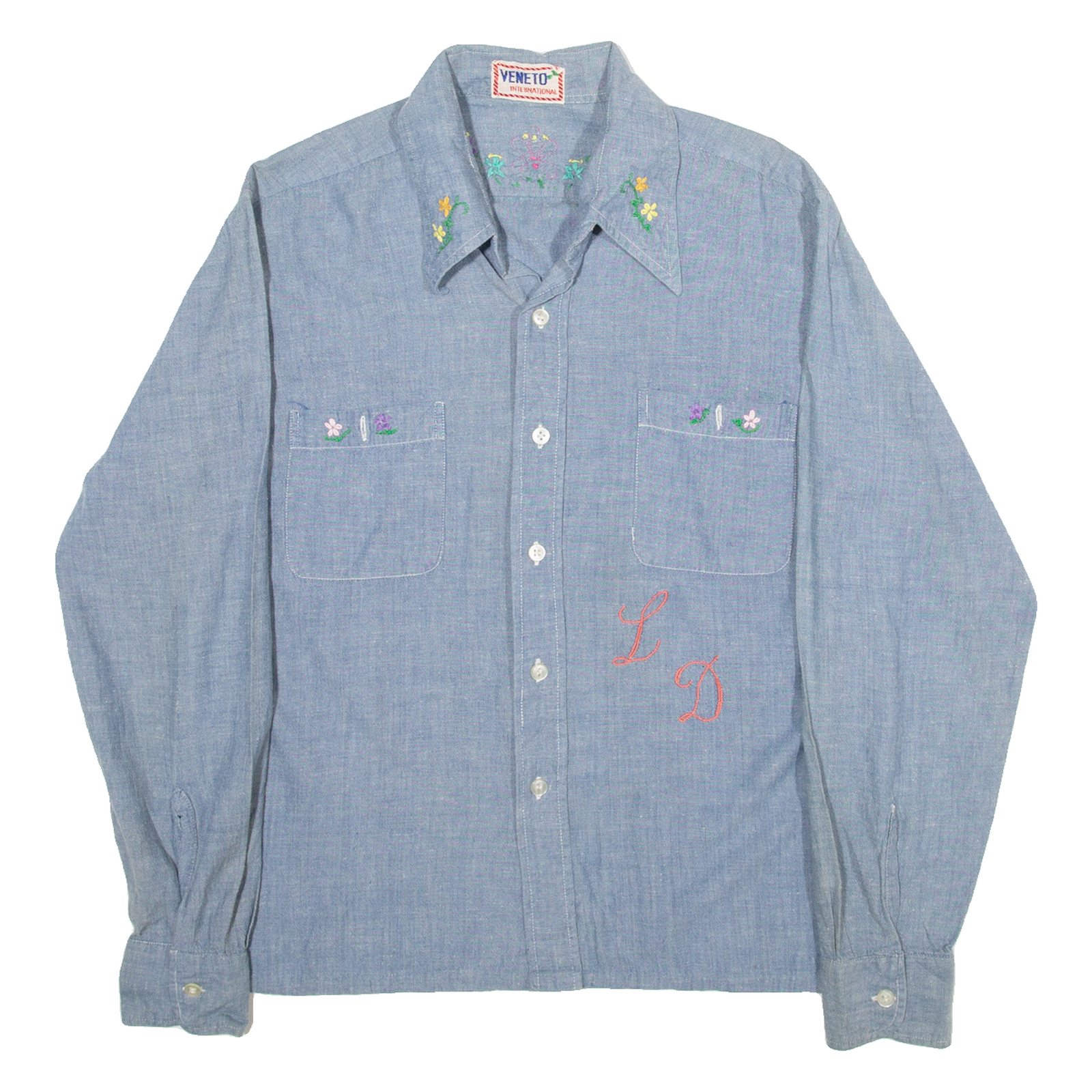 VENETO Womens Shirt Blue Floral Long Sleeve M Refurbished - N/A refurbished available on Cerqular