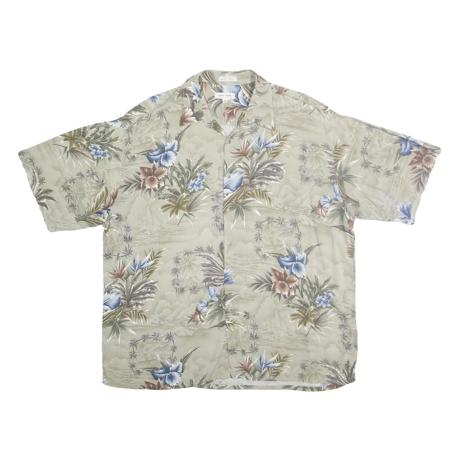PIERRE CARDIN Mens Beige Floral Cotton Shirt 2XL Short Sleeve Summer Casual Refurbished - N/A refurbished available on Cerqular