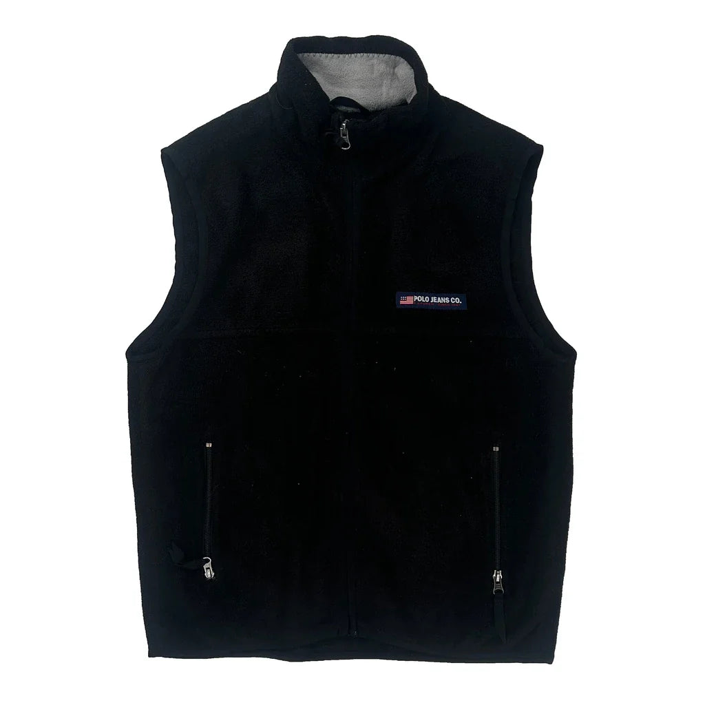 Polo By Ralph Lauren Fleece Gilet - Small Black Polyester Refurbished - Thrifted (note: this is a term often used to describe second- refurbished available on Cerqular