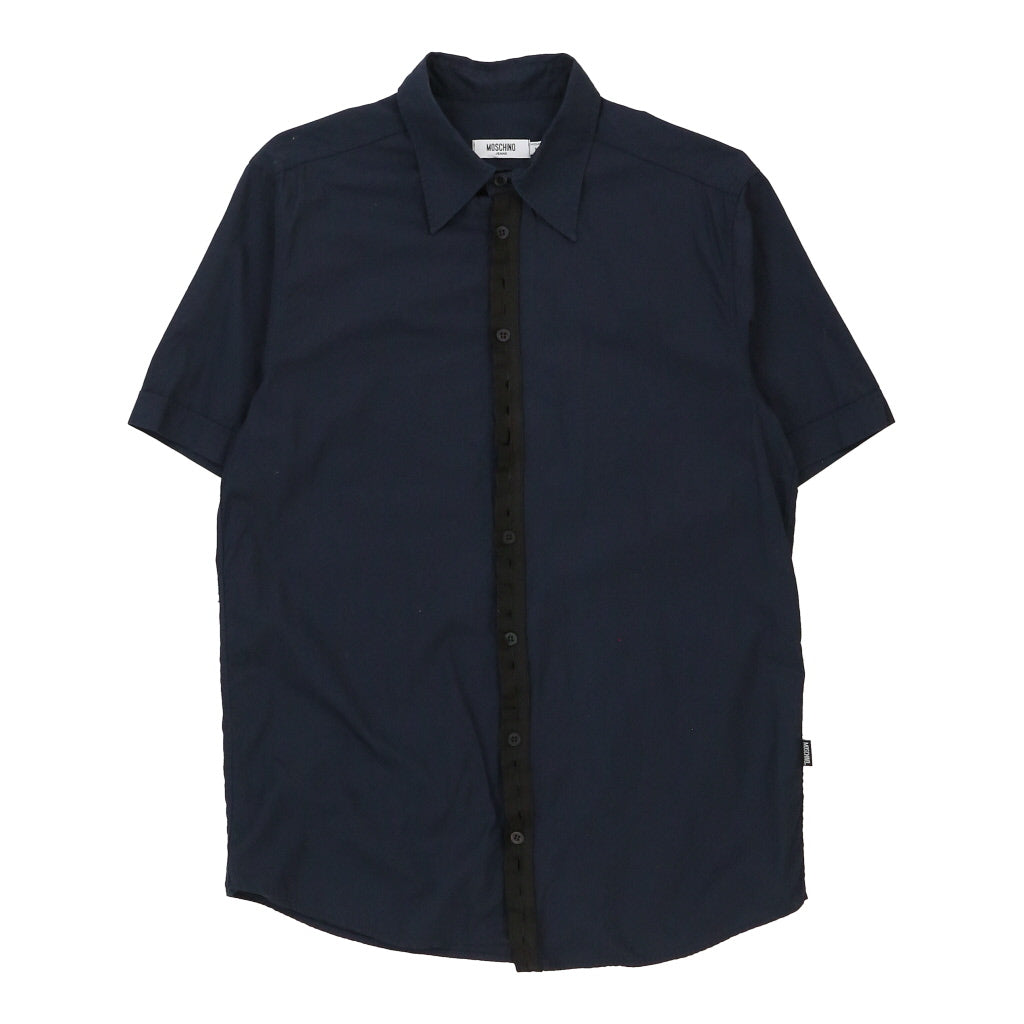 Moschino Short Sleeve Shirt - Medium Navy Cotton Refurbished - Thrifted (note: this is a term often used to describe second- refurbished available on Cerqular