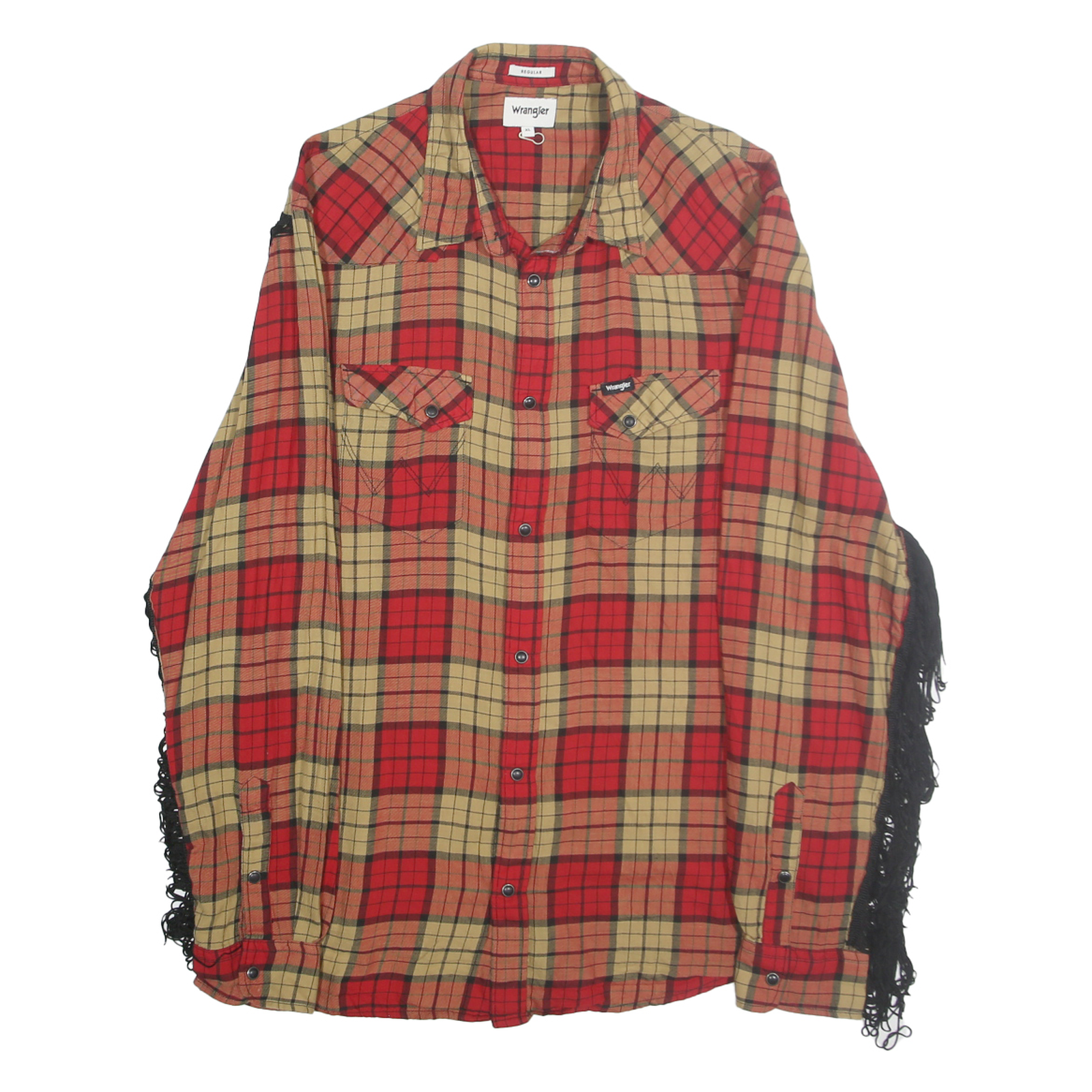 WRANGLER Mens Red Beige Plaid Shirt XL Western Style Button Front Cotton Refurbished - N/A refurbished available on Cerqular