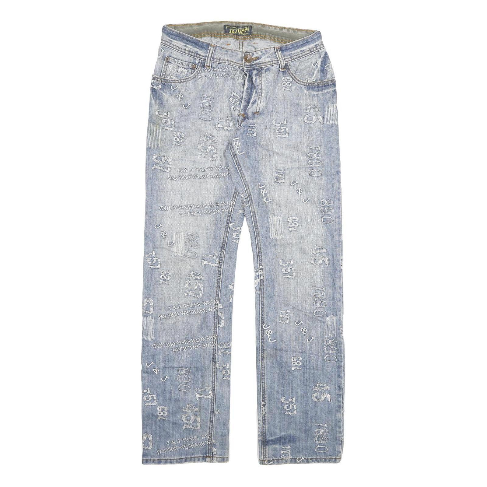 J&J Mens Jeans Light Blue Regular Fit Straight Denim W30 L31 Button Cotton Blend Refurbished - N/A refurbished available on Cerqular