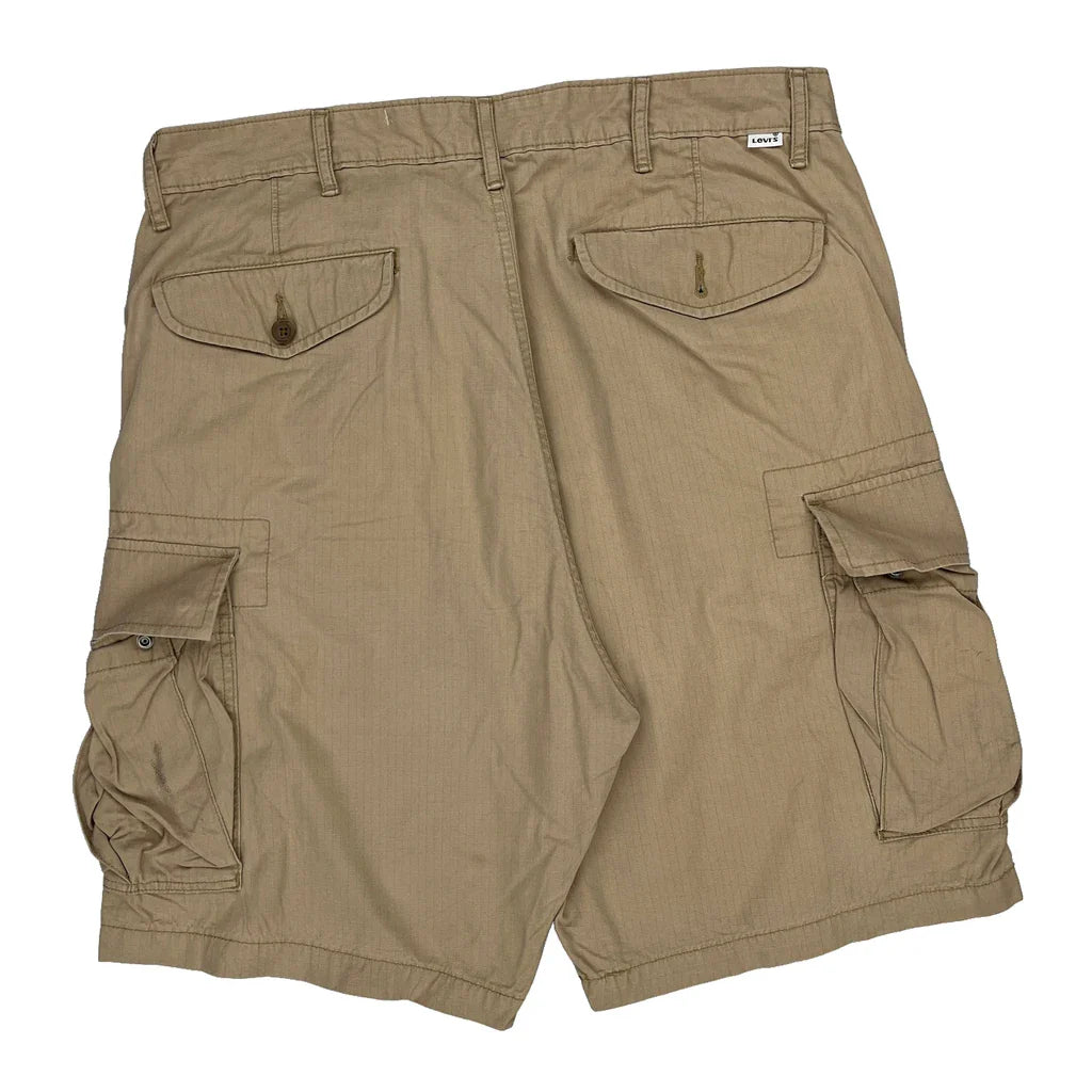 Levis Cargo Shorts - 36W 10L Khaki Cotton Refurbished - Thrifted (note: this is a term often used to describe second- refurbished available on Cerqular