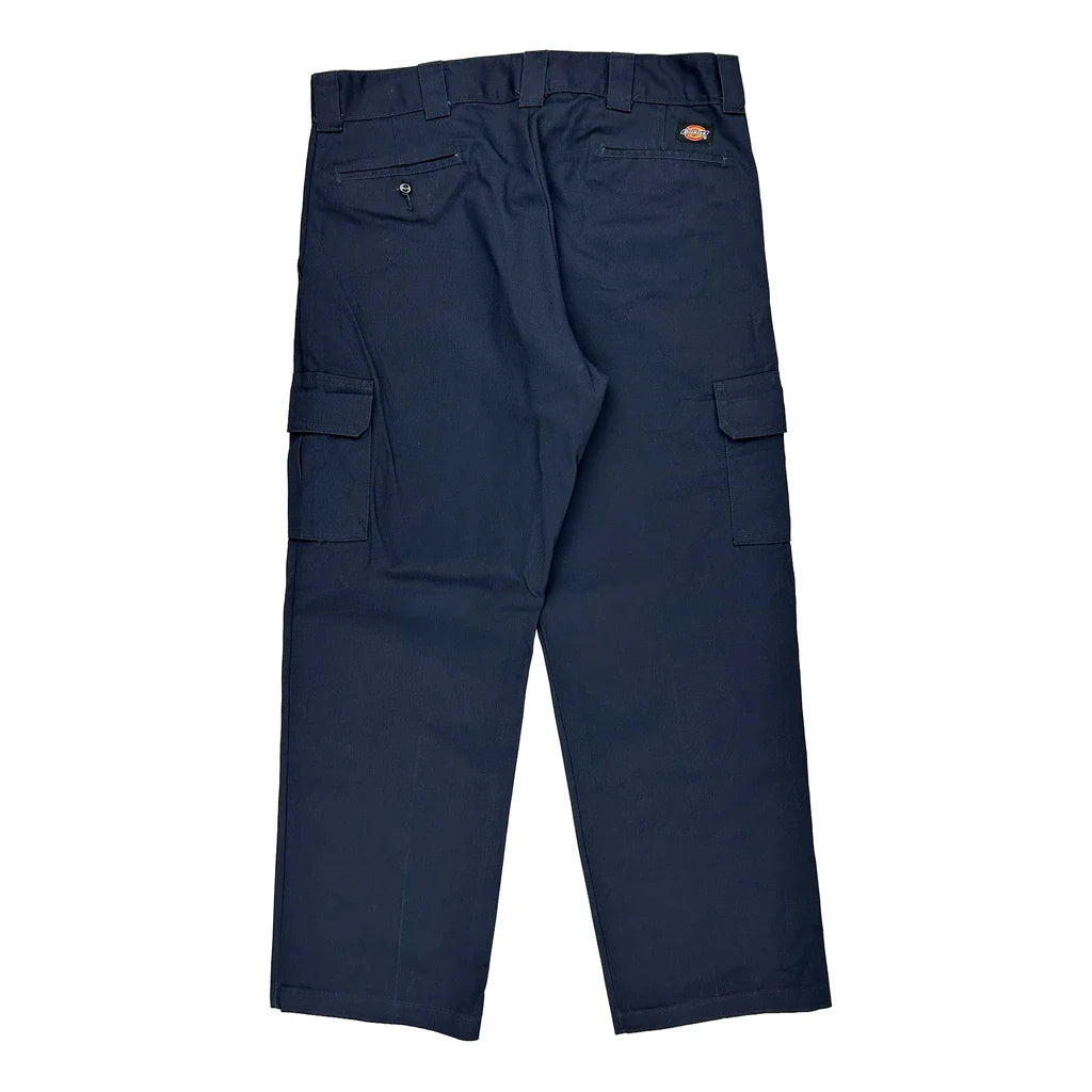 Dickies Cargo Trousers - 37W 32L Navy Cotton Blend Refurbished - Thrifted (note: this is a term often used to describe second- refurbished available on Cerqular