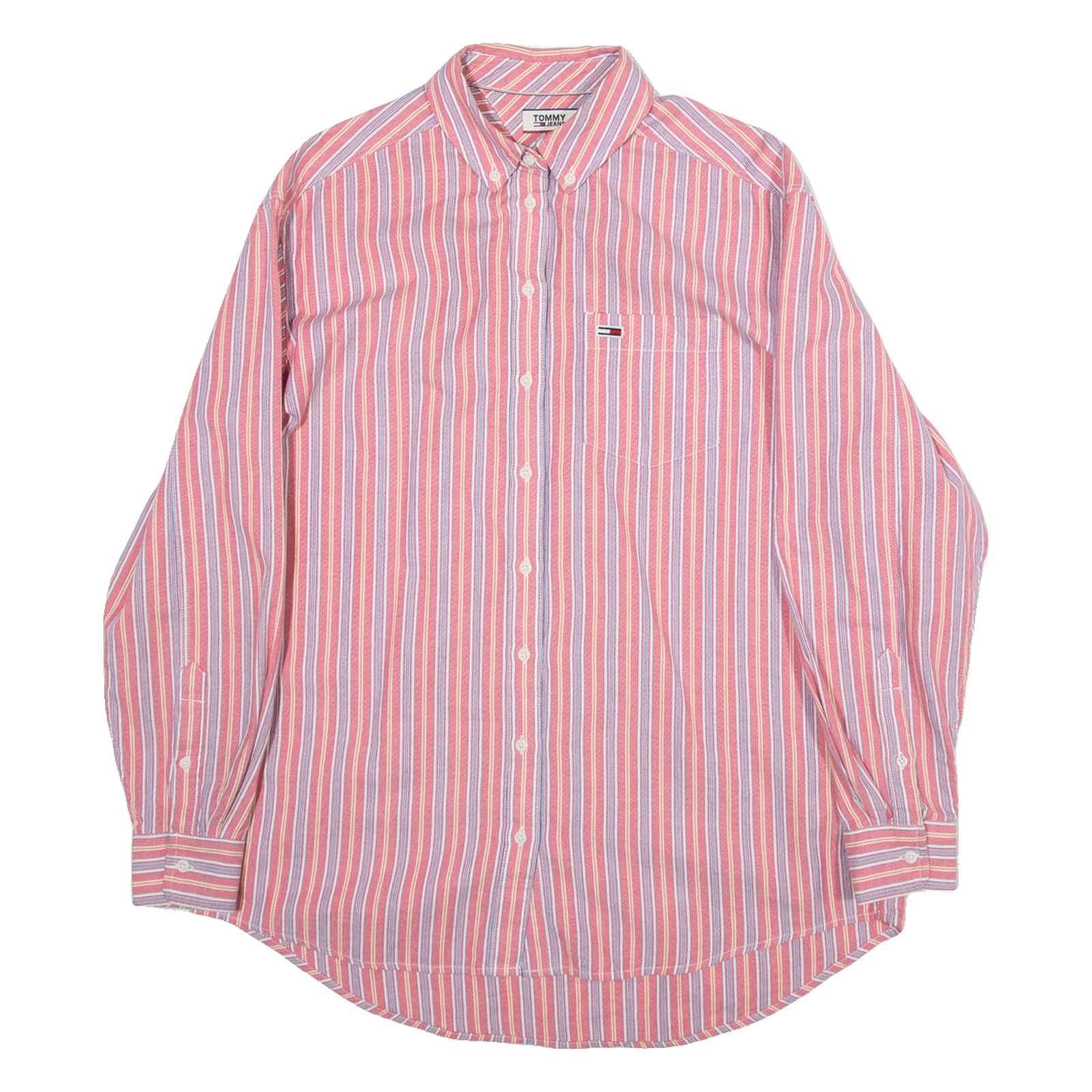 TOMMY JEANS Womens Shirt Pink Striped Long Sleeve XS Refurbished - N/A refurbished available on Cerqular