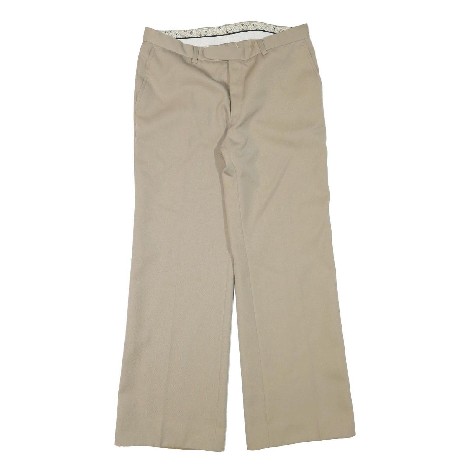Mens Relaxed Fit Beige Trousers W32 L30 Polyester Blend Zip Closure Refurbished - N/A refurbished available on Cerqular