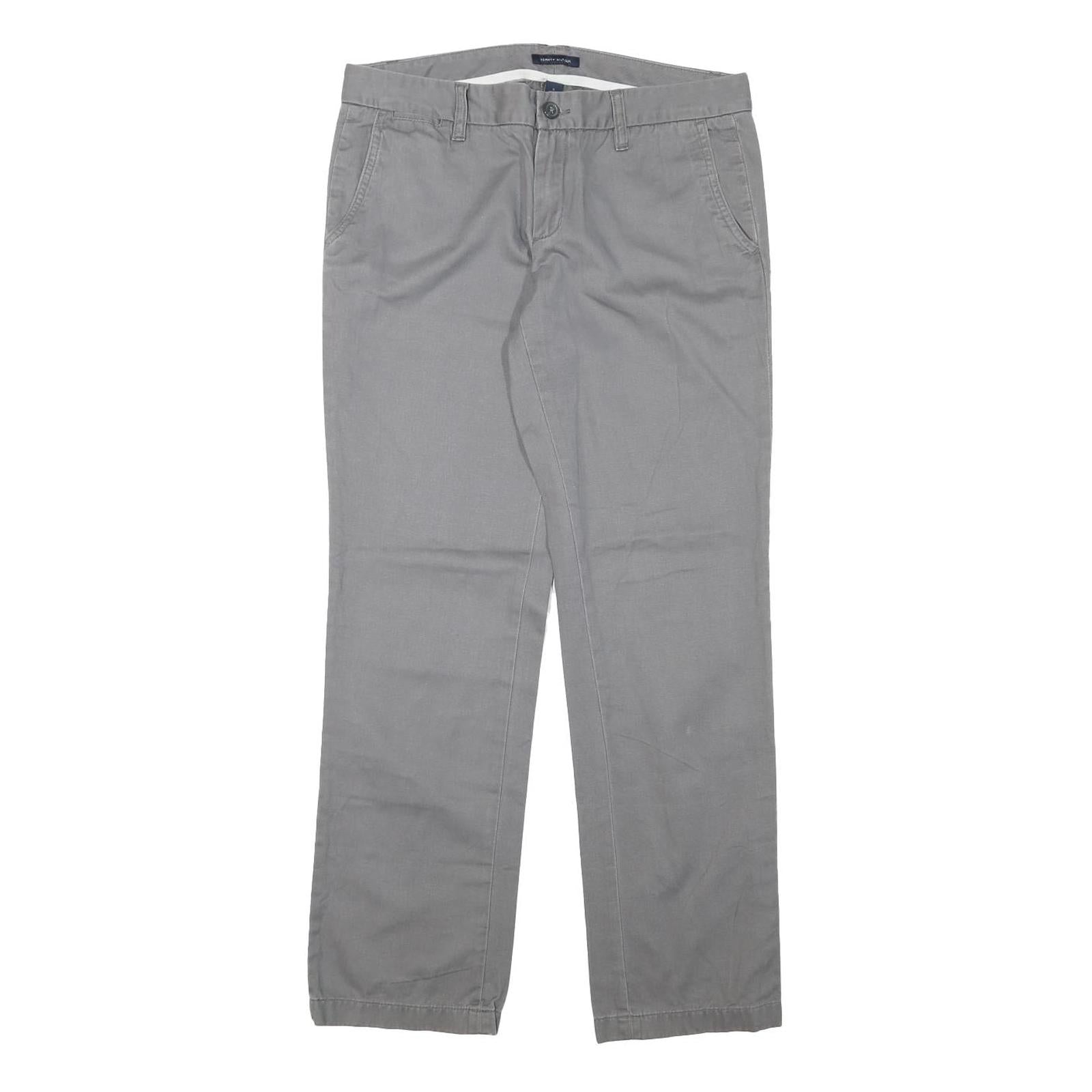 TOMMY HILFIGER Womens Regular Grey Cotton Blend Zip Trousers W32 L30 Classic Refurbished - N/A refurbished available on Cerqular