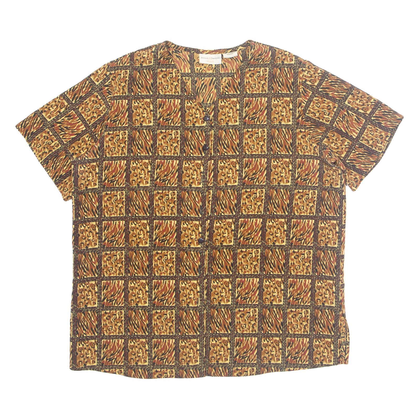 JACLYN SMITH Womens Printed Blouse Brown V-Neck Animal Print L Refurbished - N/A refurbished available on Cerqular