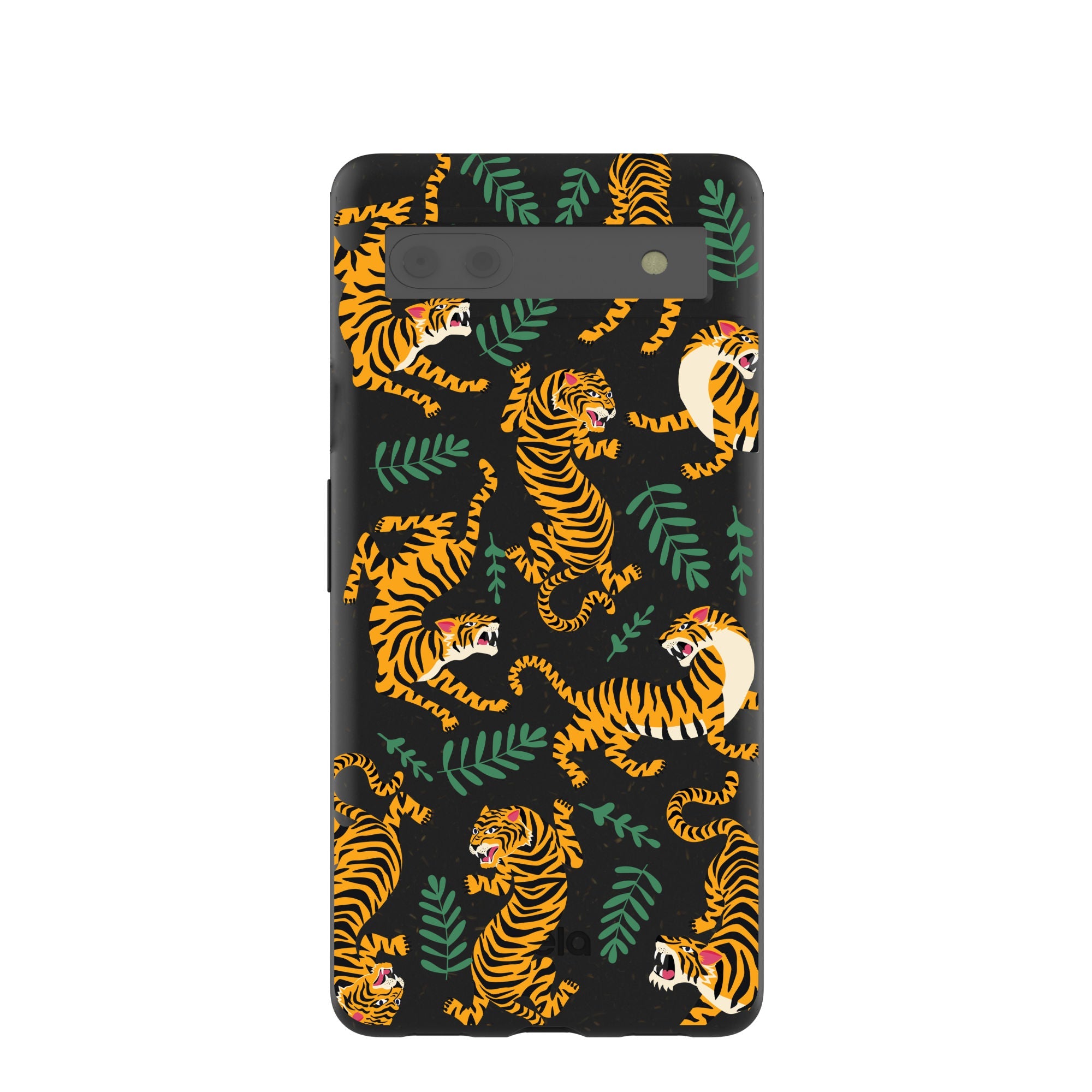 Black Playful Tigers Google Pixel 6a Case Refurbished - Pela Case refurbished available on Cerqular