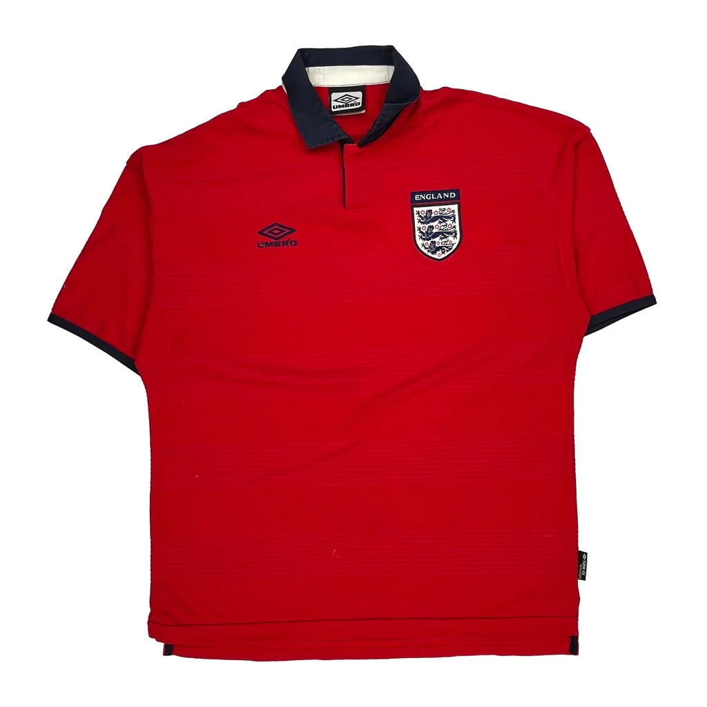 England Umbro Football Football Shirt - XL Red Polyester Refurbished - Thrifted (note: this is a term often used to describe second- refurbished available on Cerqular