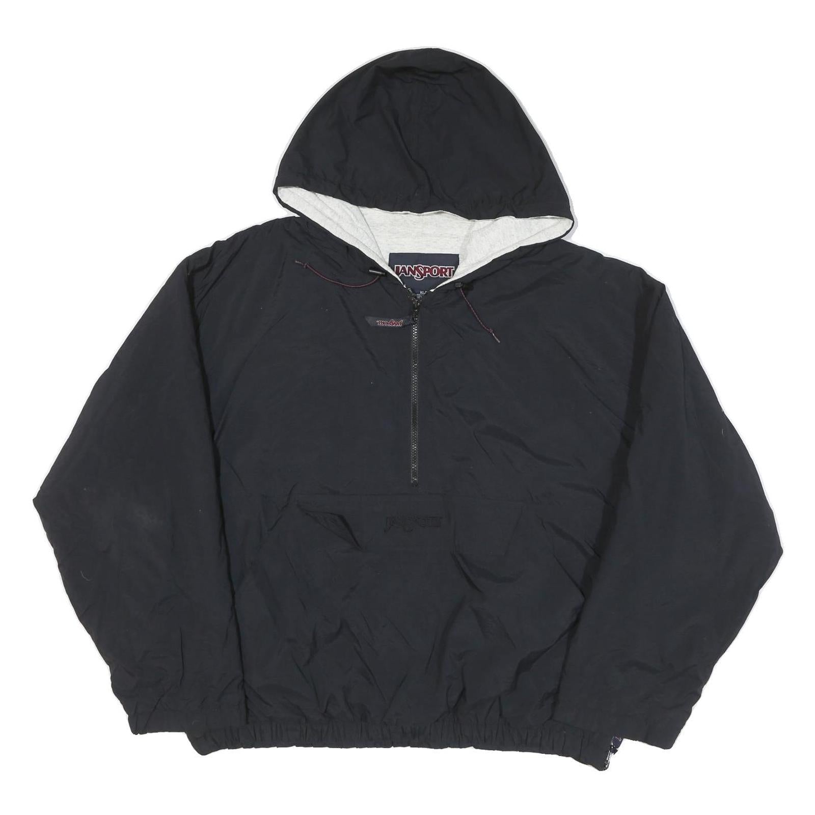 JANSPORT Mens Black Hoodie Jacket XL Polyester Blend Plain Zip Pocket Refurbished - N/A refurbished available on Cerqular