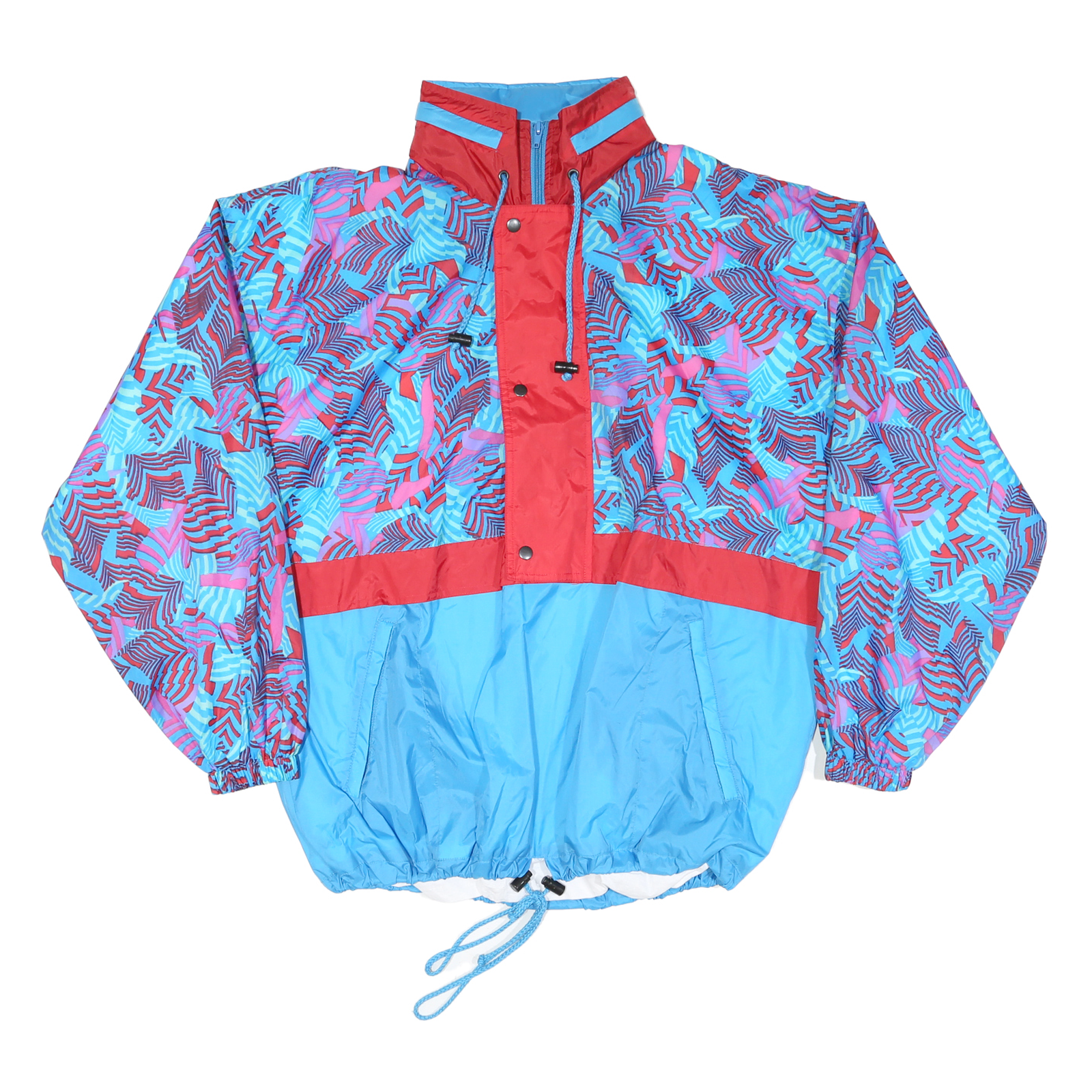 MARCEL CLAIR Womens Blue & Red Abstract Pattern Zip Jacket M Nylon Refurbished - N/A refurbished available on Cerqular