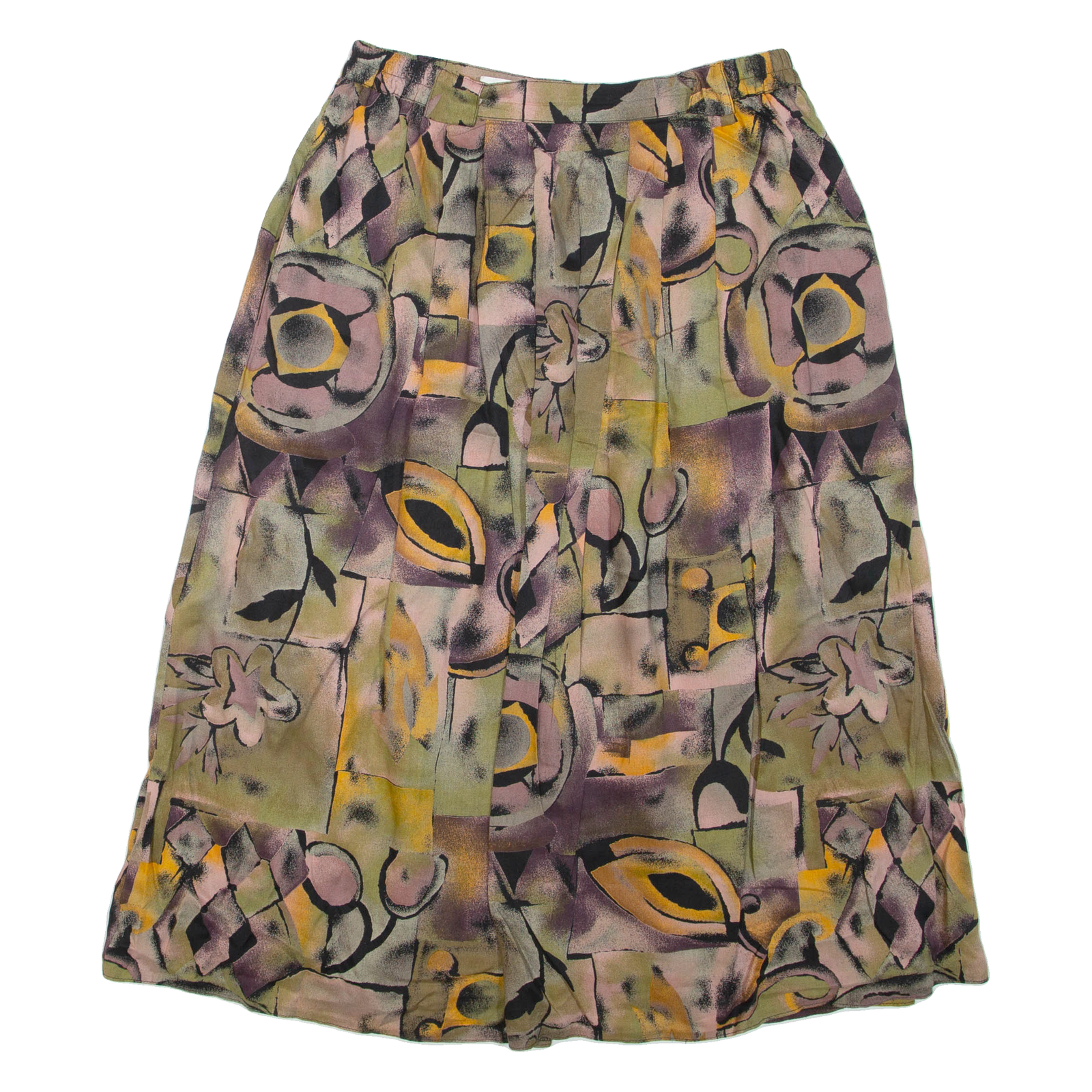 Womens Pleated Skirt Green Knee Length Floral M Refurbished - N/A refurbished available on Cerqular