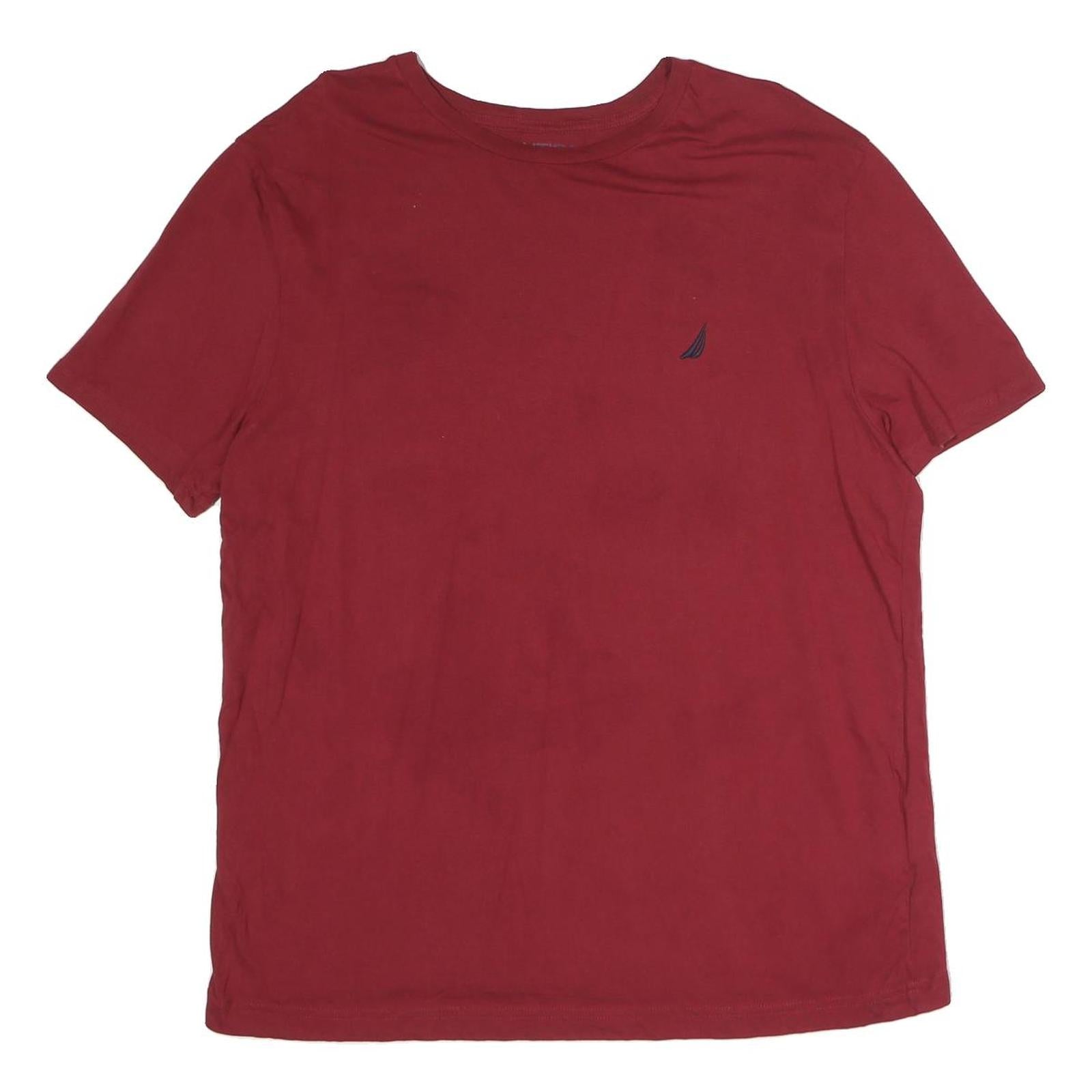 NAUTICA Mens Maroon XL Plain T-Shirt Short Sleeve Crew Neck Cotton Comfort Refurbished - N/A refurbished available on Cerqular