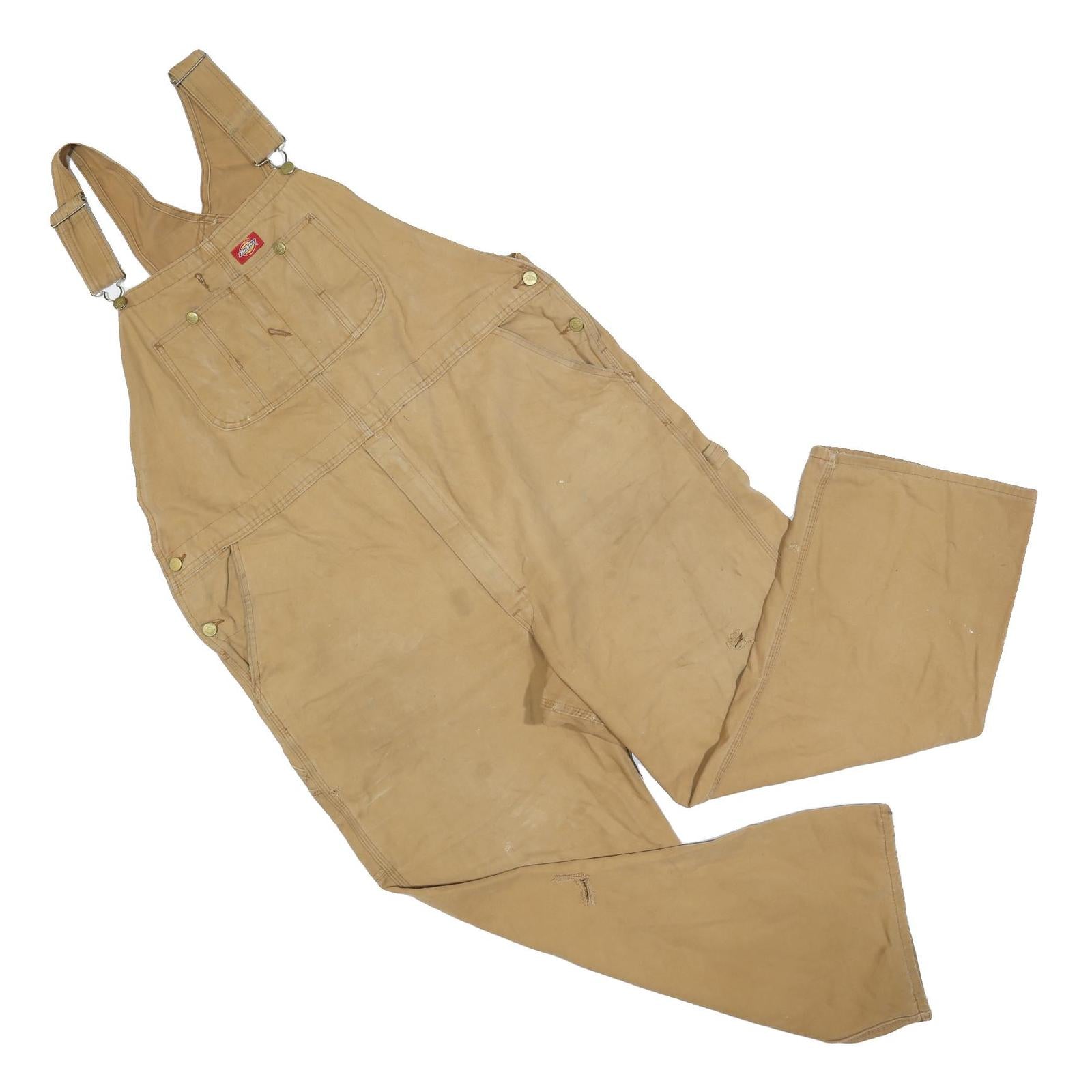 DICKIES Mens Beige Dungarees Regular Fit Cotton Blend XL W44 L30 Workwear Heavy Refurbished - N/A refurbished available on Cerqular