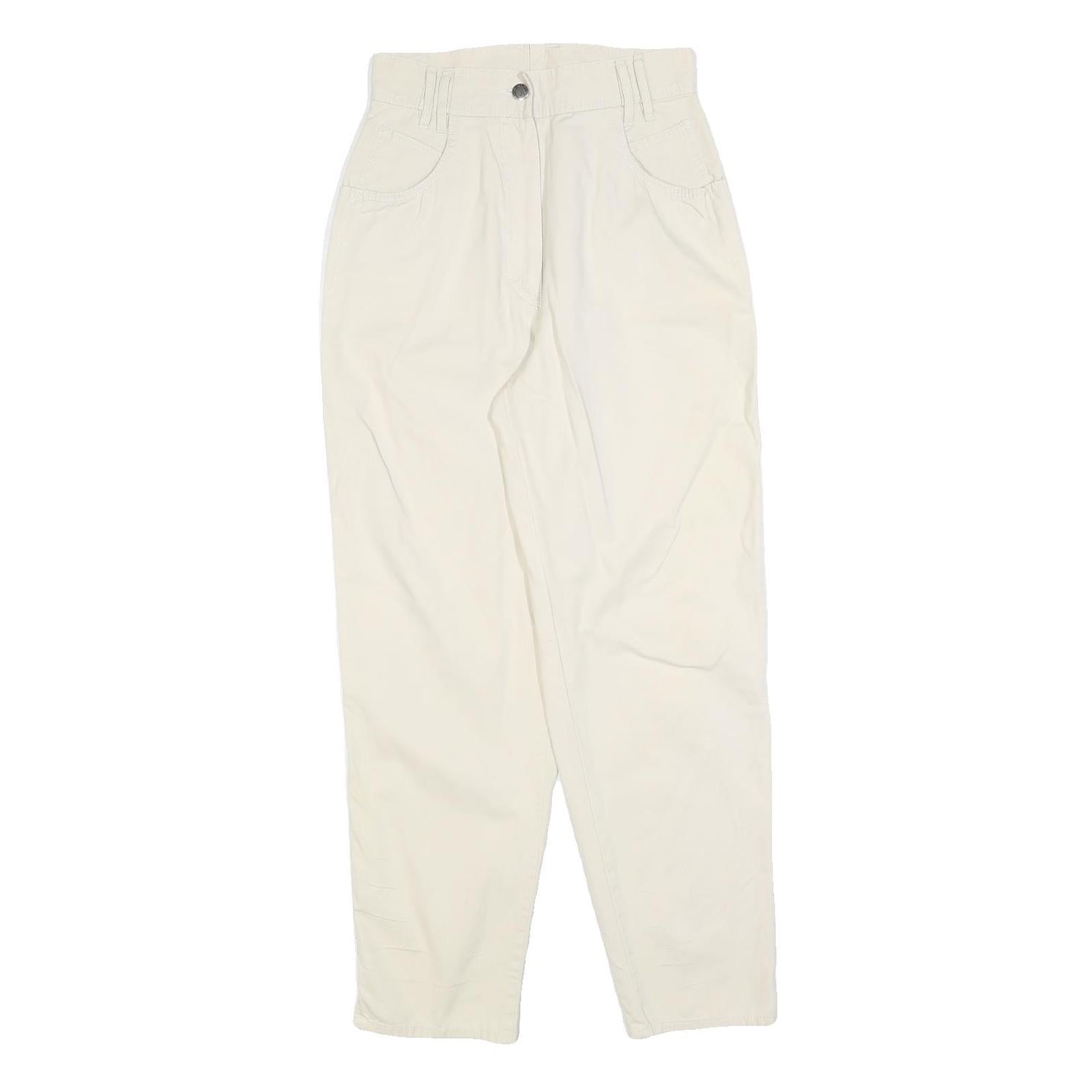 Womens Cotton Blend Cream Regular Fit Zip Closure Trousers W26 L28 Casual Wear Refurbished - N/A refurbished available on Cerqular