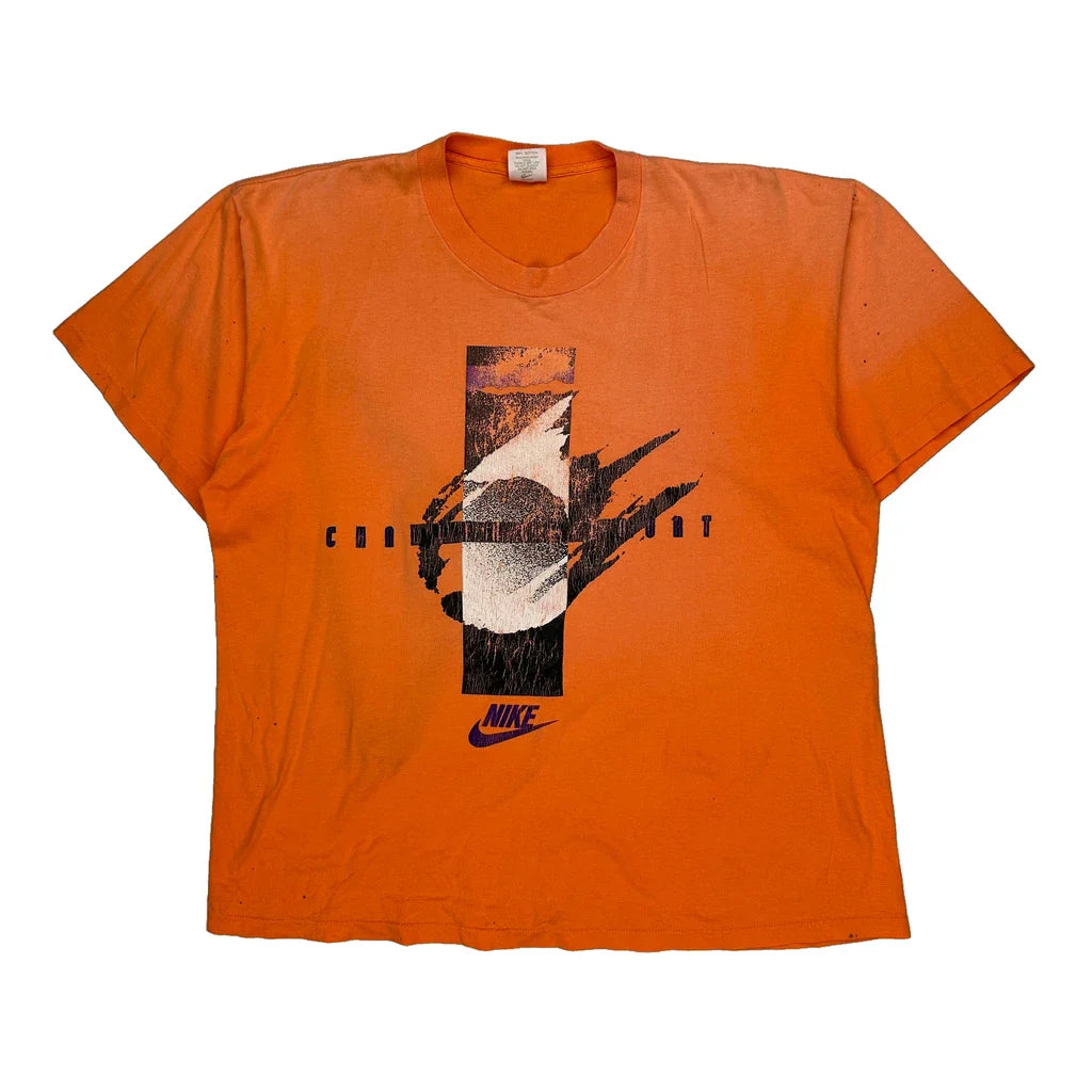 Cross Training Nike Graphic T-Shirt - XL Orange Cotton Refurbished - Thrifted (note: this is a term often used to describe second- refurbished available on Cerqular