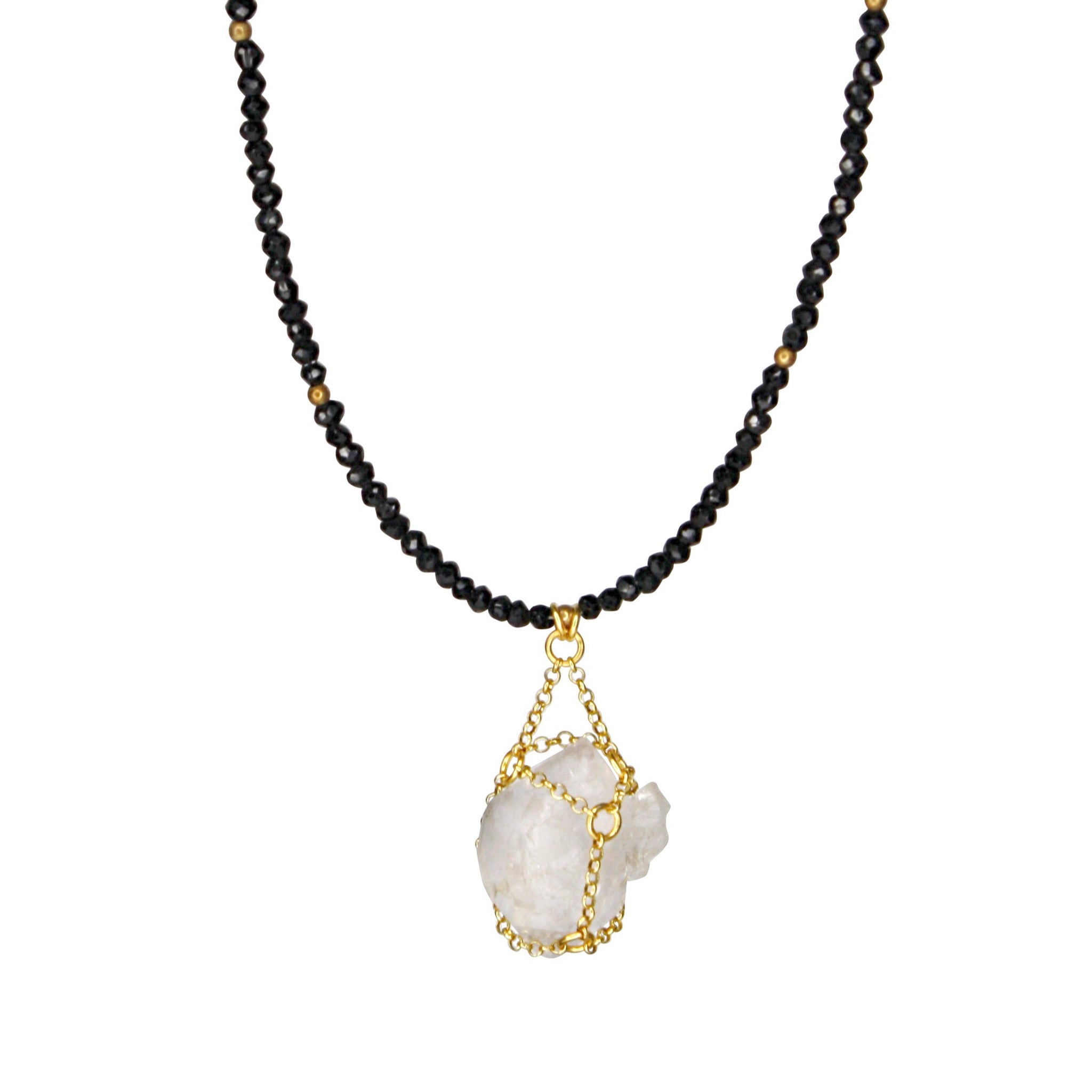 Beaded Spinel Caged Chain Gemstone Necklace Refurbished - N/A (Note: There is no well-known brand with this name refurbished available on Cerqular