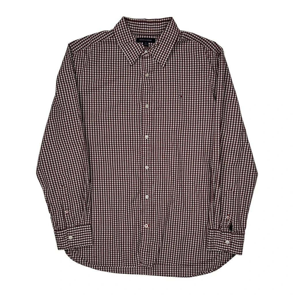 Tommy Hilfiger Checked Shirt - Large Red Cotton Refurbished - Thrifted (note: this is a term often used to describe second- refurbished available on Cerqular
